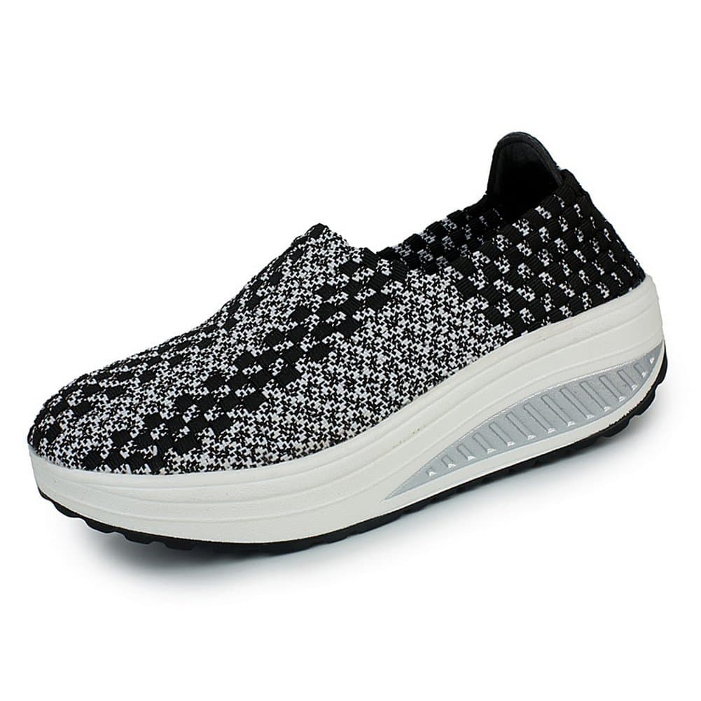 XiaoYouYu Women's Shape Ups Toning Fitness Walking Shoes Sneaker Black, 6.5 UK