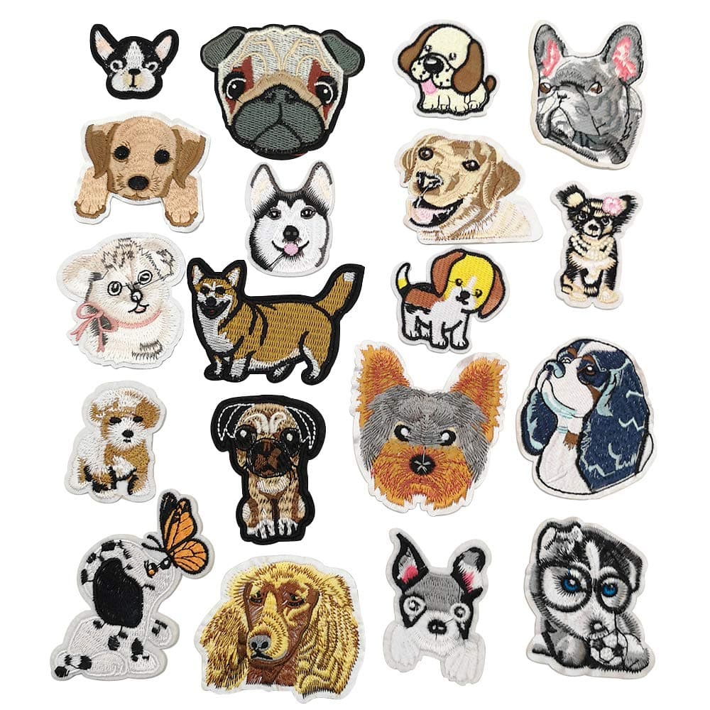 Niangzisewing 20pcs Mix Lots Bulk Pet Dog Iron on Patches sew on Patches (from 1"to 3", Pet Dog)