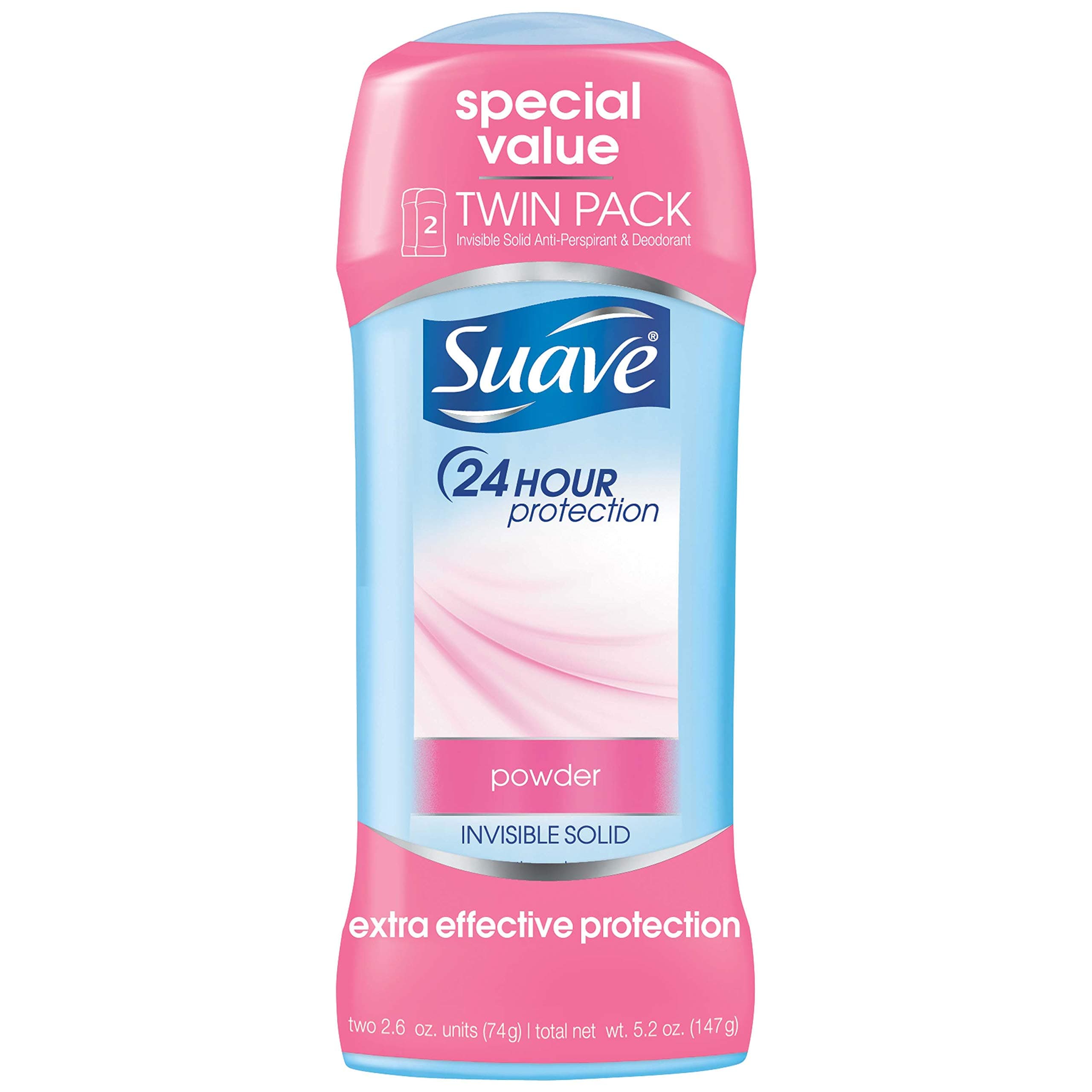 Antiperspirant Deodorant Stick Invisible Solid Powder 24 Hour Protection 2.6 oz, 2 ct