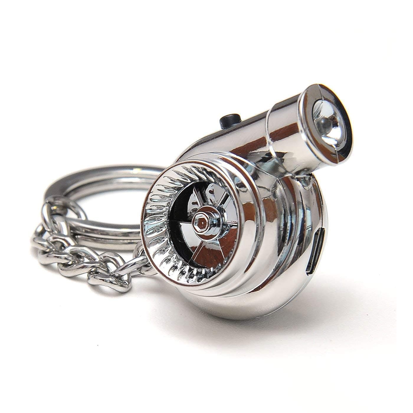 Boostnatics Rechargeable Electric Turbo Keychain with Sounds + LED! - Chrome - Version 5 (V5)