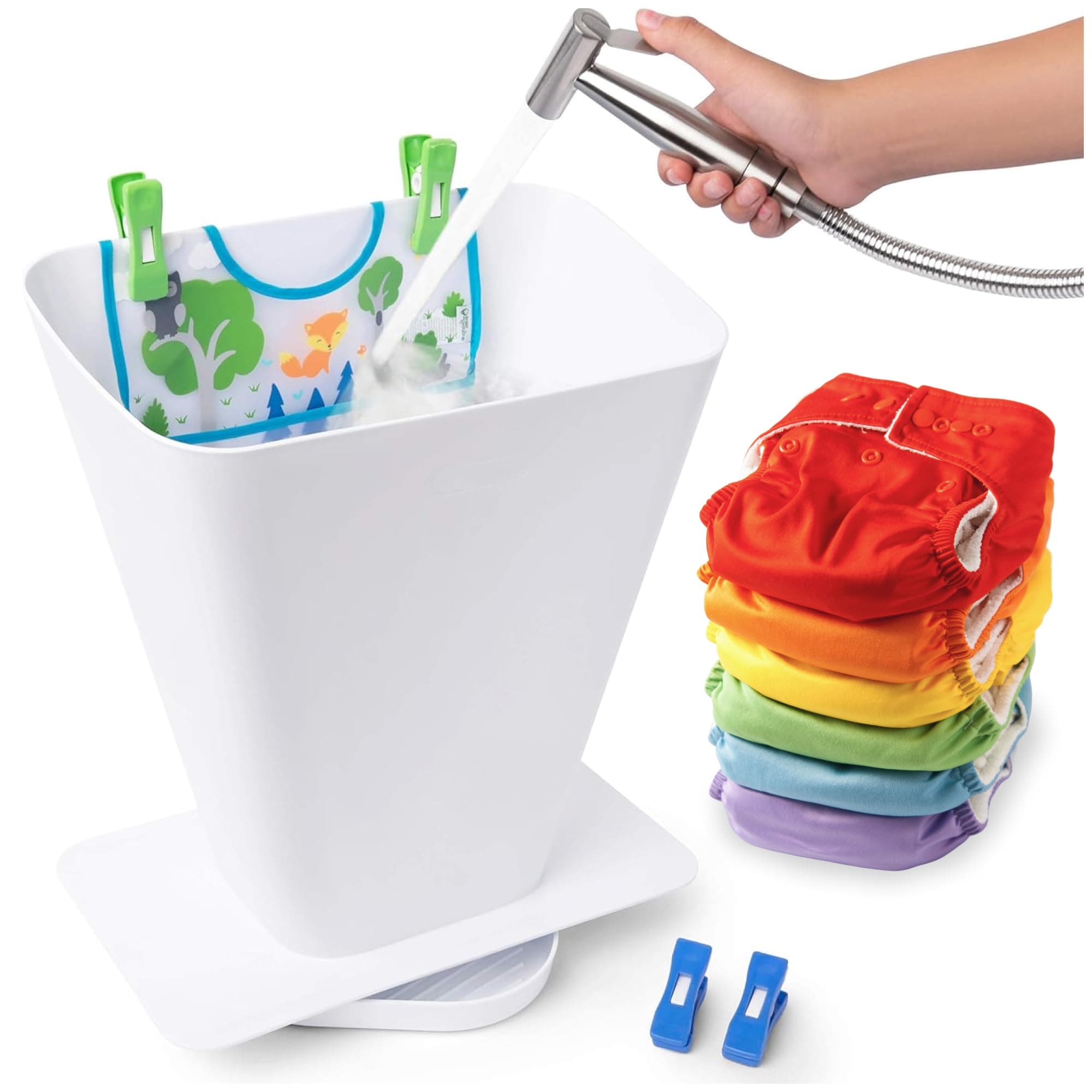 SprayStand - Cloth Diaper Sprayer Splatter Shield - Contains Spray and Debris When Rinsing Cloth Diapers, Clothing, Shoes, and More in Toilet Spray Bucket Pail