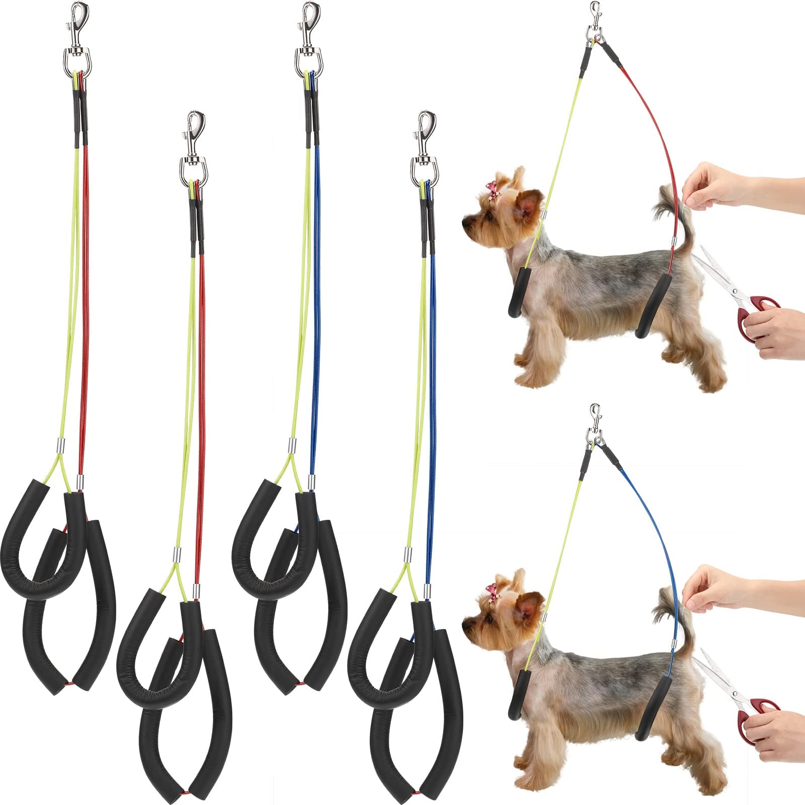 Vicenpal 4 Set No Sit Haunch Holder for Dog Grooming Table Dog Grooming Harness Adjustable Grooming Loop Noose Grooming Table Arm for PET Bathing and Grooming