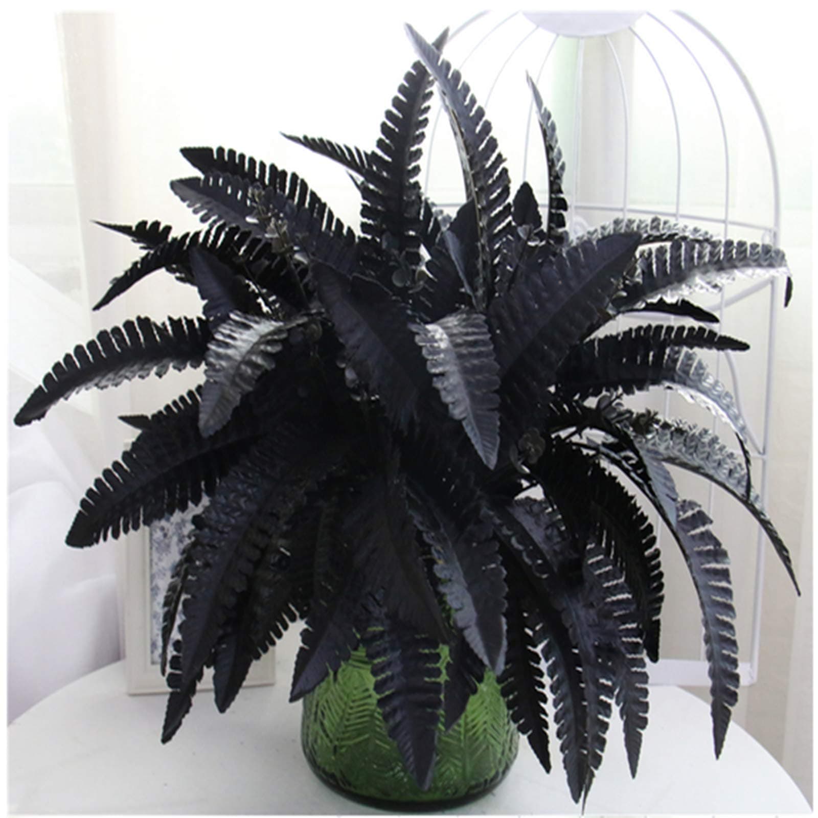 Artificial Black Persian Fern Leaf Plant Fake and Realistic Plastic Wedding Shop Background Decoration 4 Packs