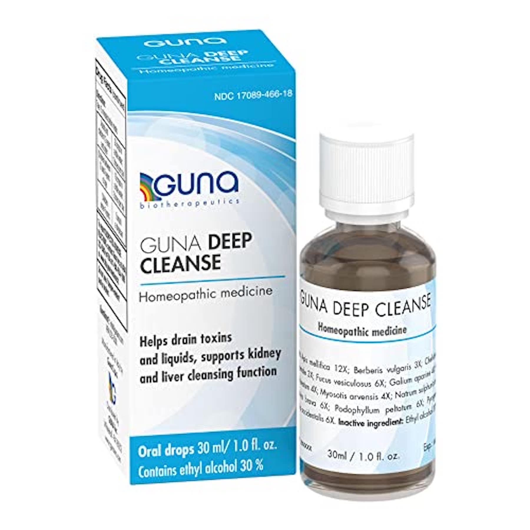 Guna Deep Cleanse Homeopathic All Natural Systemic Body Cleansing, Toxin Release, Liver and Kidney Support and Detoxification - 1 Ounce