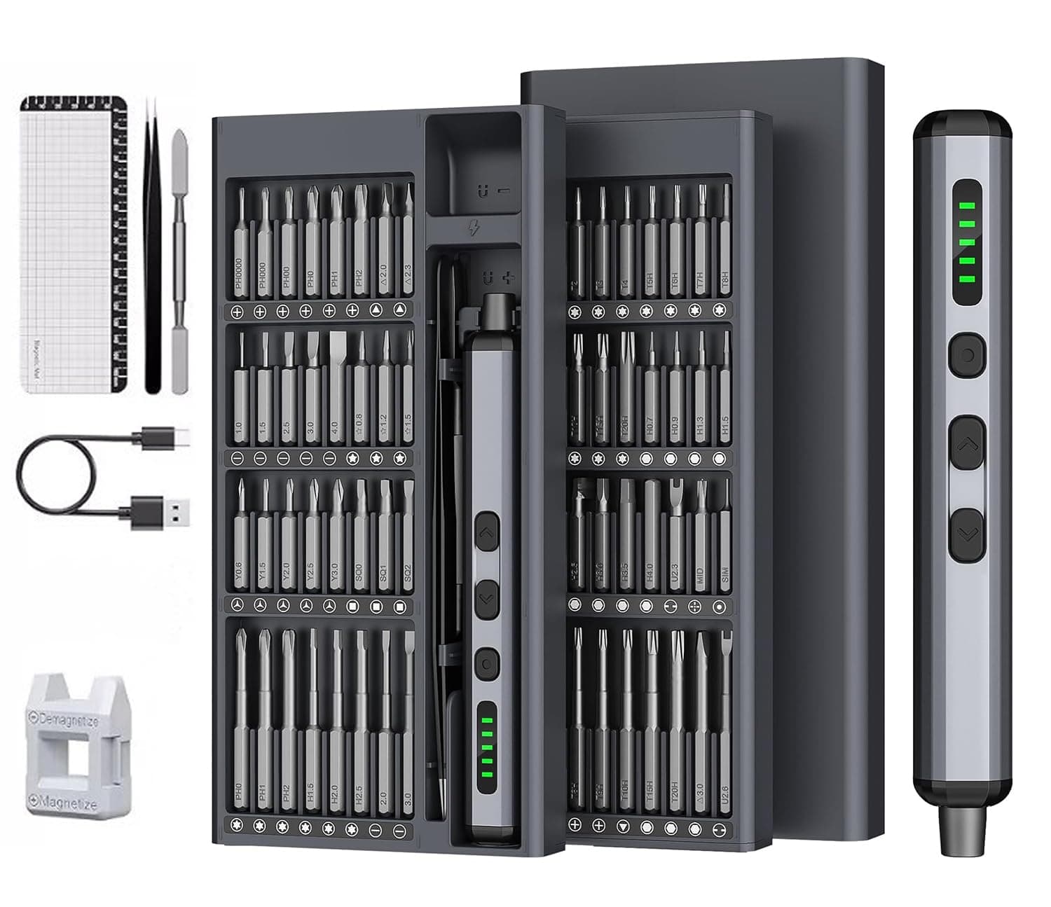 68-in-1 Electric Screwdriver 3.7V, Precision Electric Screwdriver Magnetic Bits, Cordless Screwdriver Set, Rechargeable Portable Repair Tool Kit for Electronics Laptops Glasses Clocks