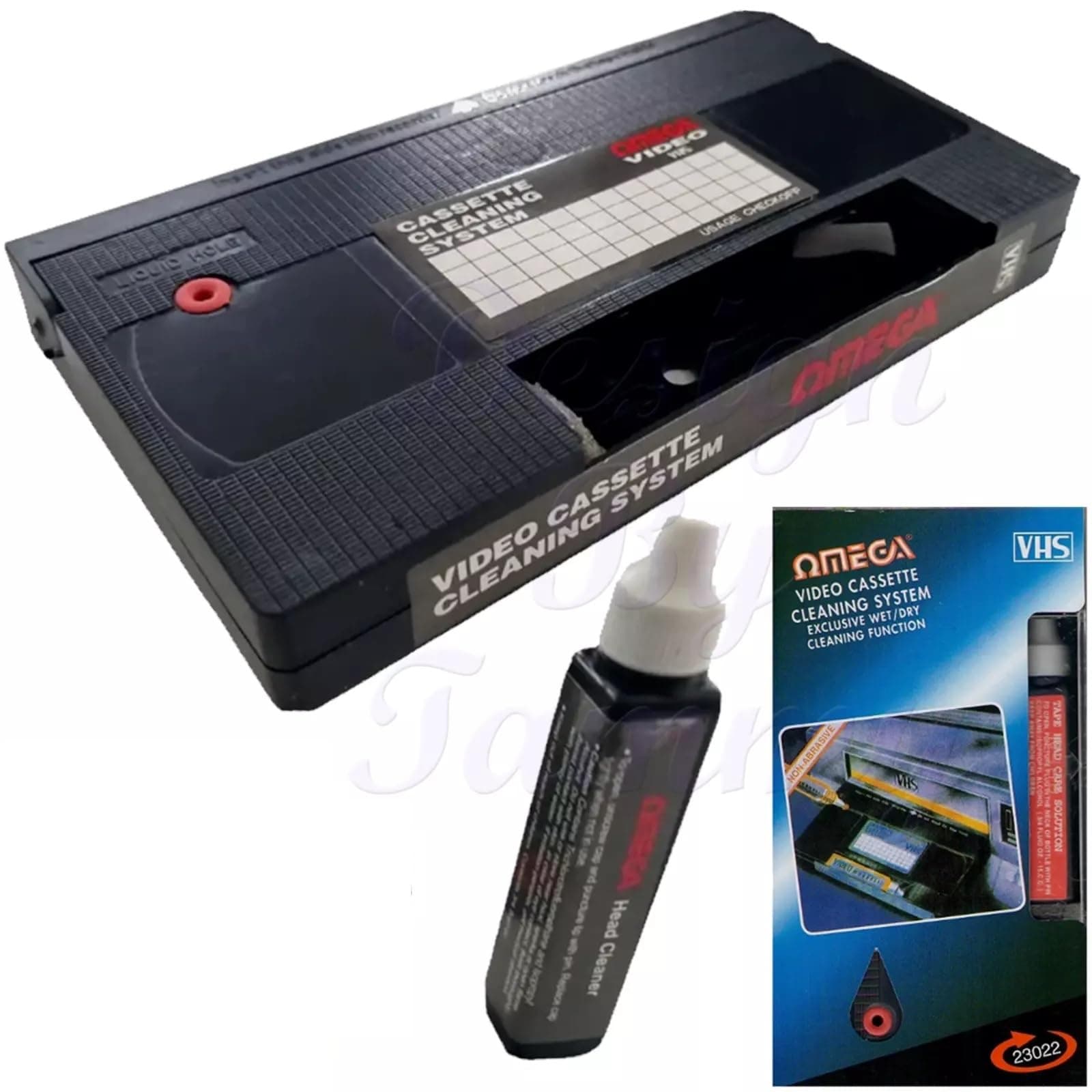 Omega 23022 VHS VCR Cassette Tape Video Recorder Head Cleaner System Wet & Dry