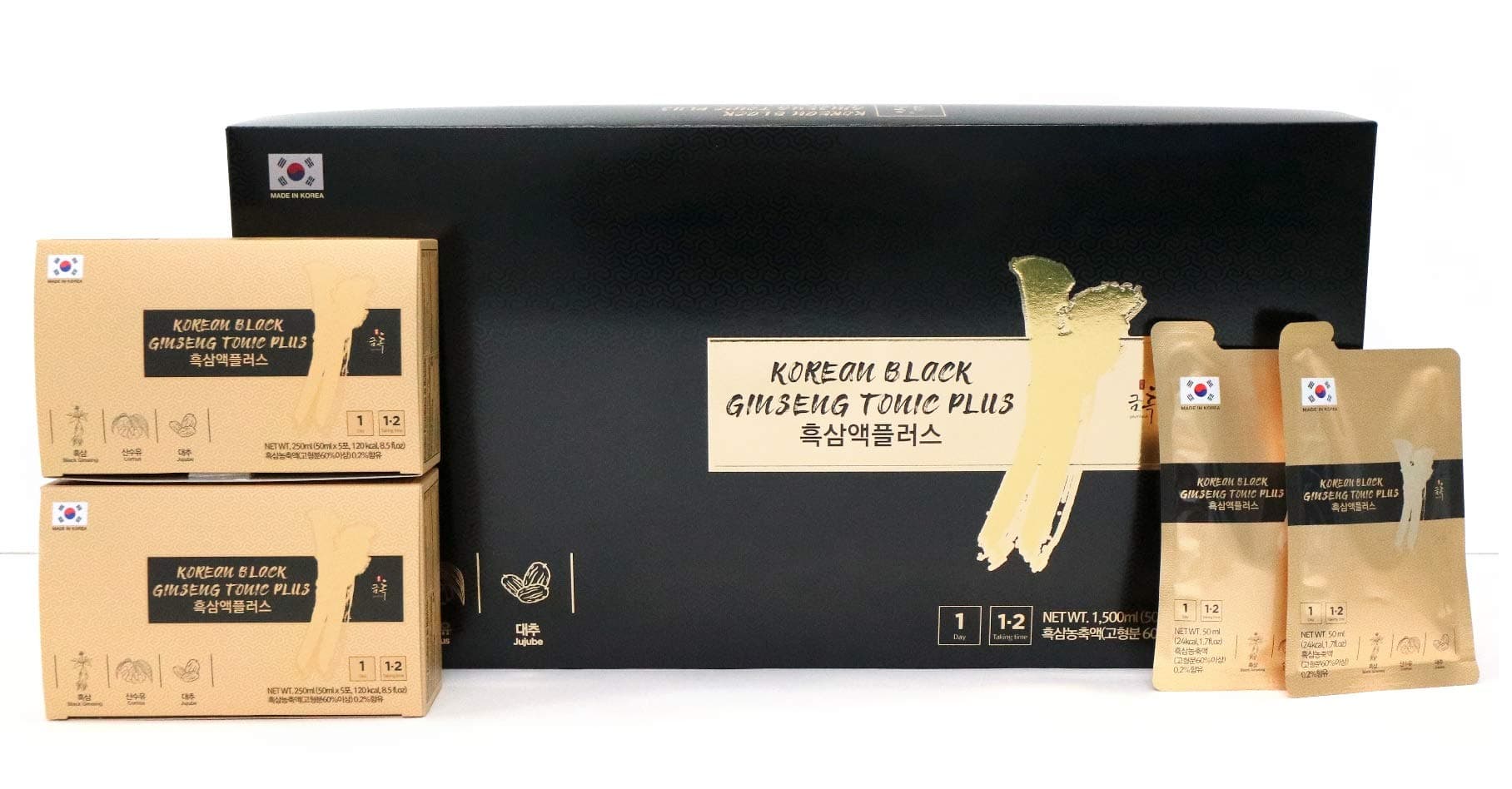 GeumHeuk Korean Black Ginseng Tonic Plus - Enhance Immunity, Metal Performance, Stamina & Energy, Men & Women - 50ml X 30 Pouches