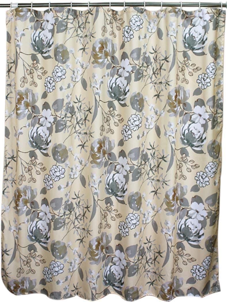 WeLwo Polyester Cloth Bathroom Shower Curtain Liner, 72" W x 84" H, Ink and Wash Multi Cloth Fabric Heavy Duty Waterproof Shower Curtain Liner Weighted New