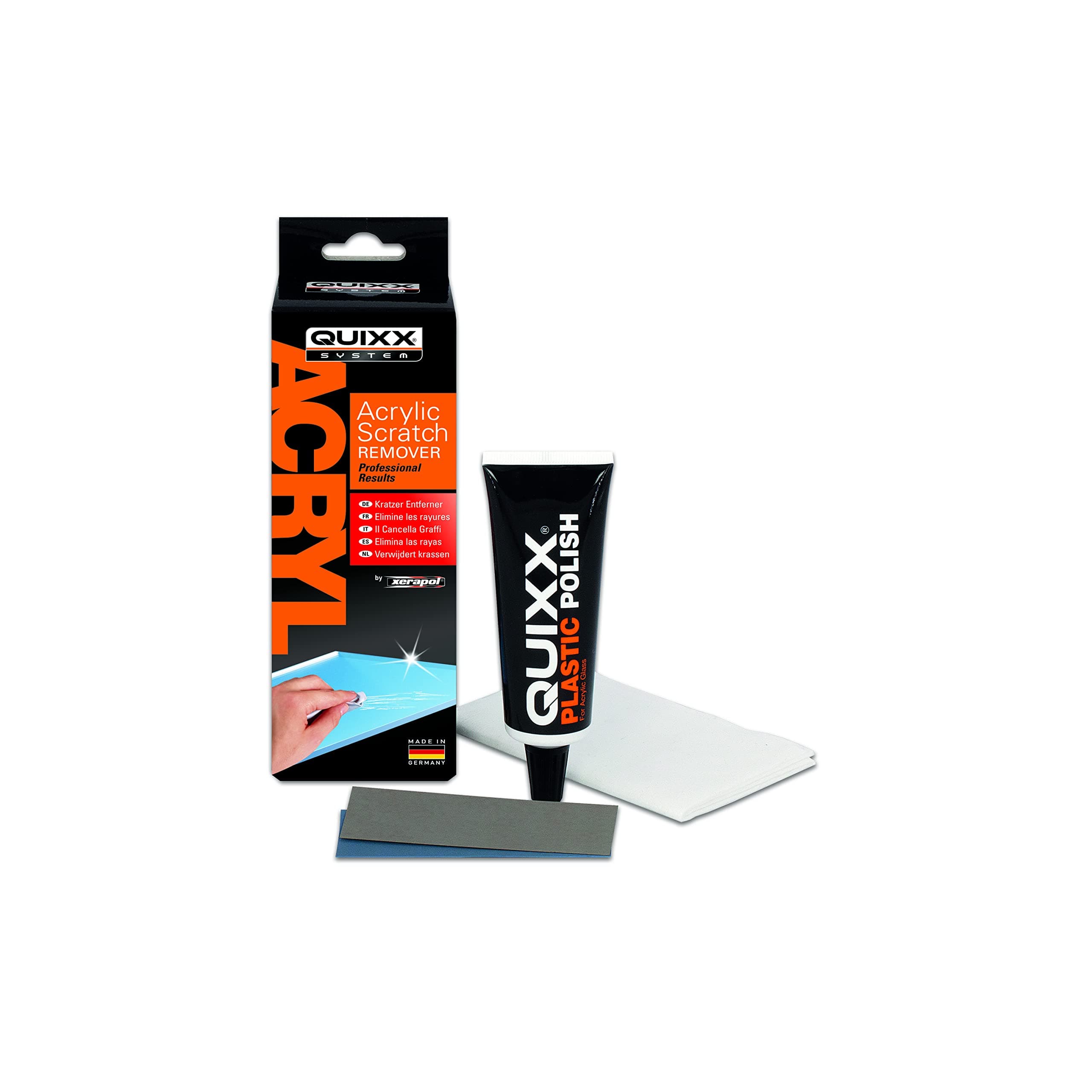 Quixx Xerapol Acrylic Scratch Remover (50g polish1 cloth2 sandpaper)