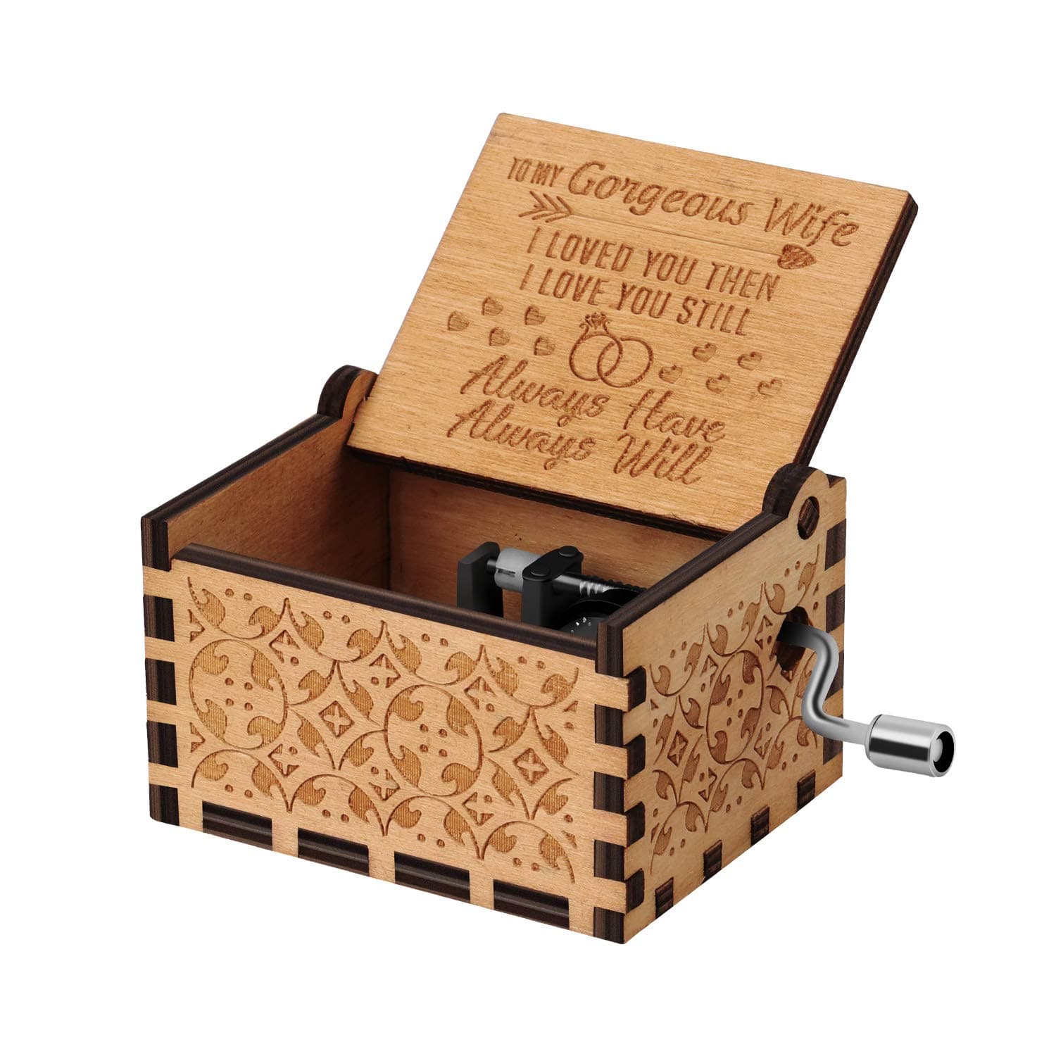You are My Sunshine Wood Music Boxes,Laser Engraved Vintage Wooden Sunshine Musical Box Gifts for Birthday/Christmas/Valentine's Day (Husband to wife)