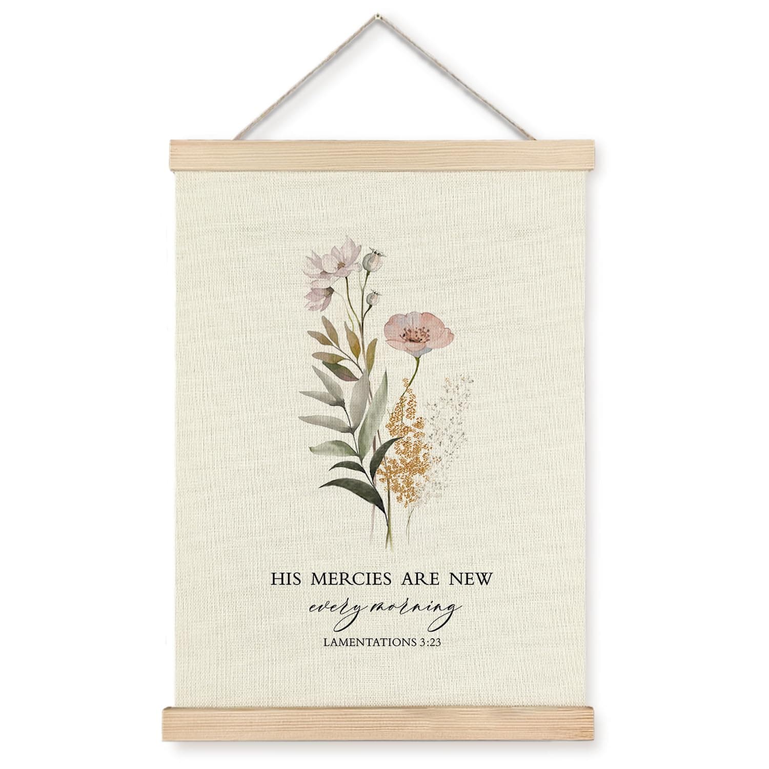 Christian Wall Decor, His Mercies are New Every Morning Christian Wall Art Framed, Christian Decor for Bedroom Living Room Office 12x16