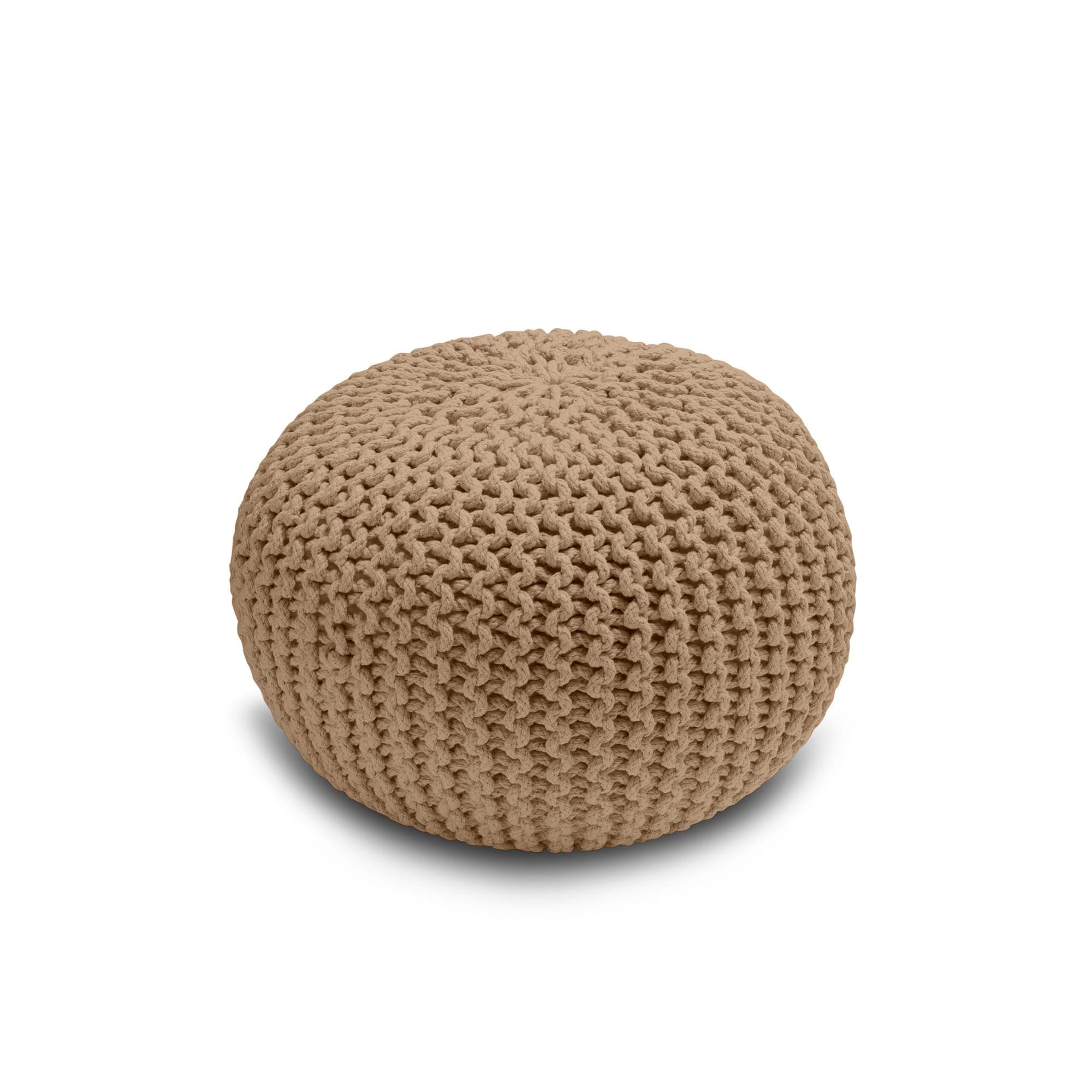 Home Sweet Home UK Handmade Ottoman Large Knitted Pouffe Footstool - 100% Cotton Chunky Knitted Round Pouffes For Living Room - Suitable For Resting Feet, Occasional Seating & Decor