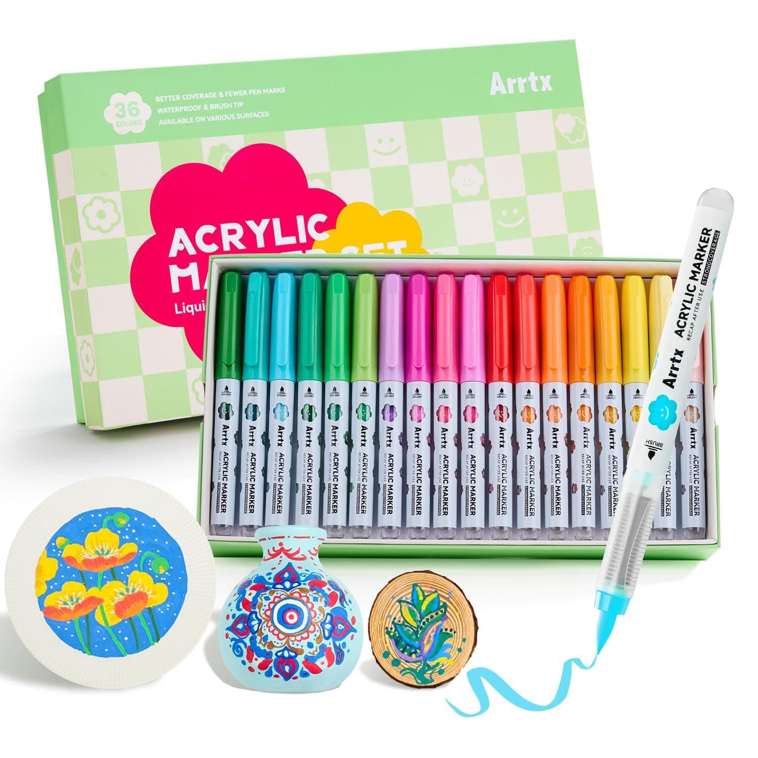 36 Acrylic Pencils, Acrylic Coloring Pencils for Stone, Acrylic Pencil, Acrylic Marker, Waterproof Color Marker, Art Supplies for Glass, Eggs, Wood, Creative Leisure