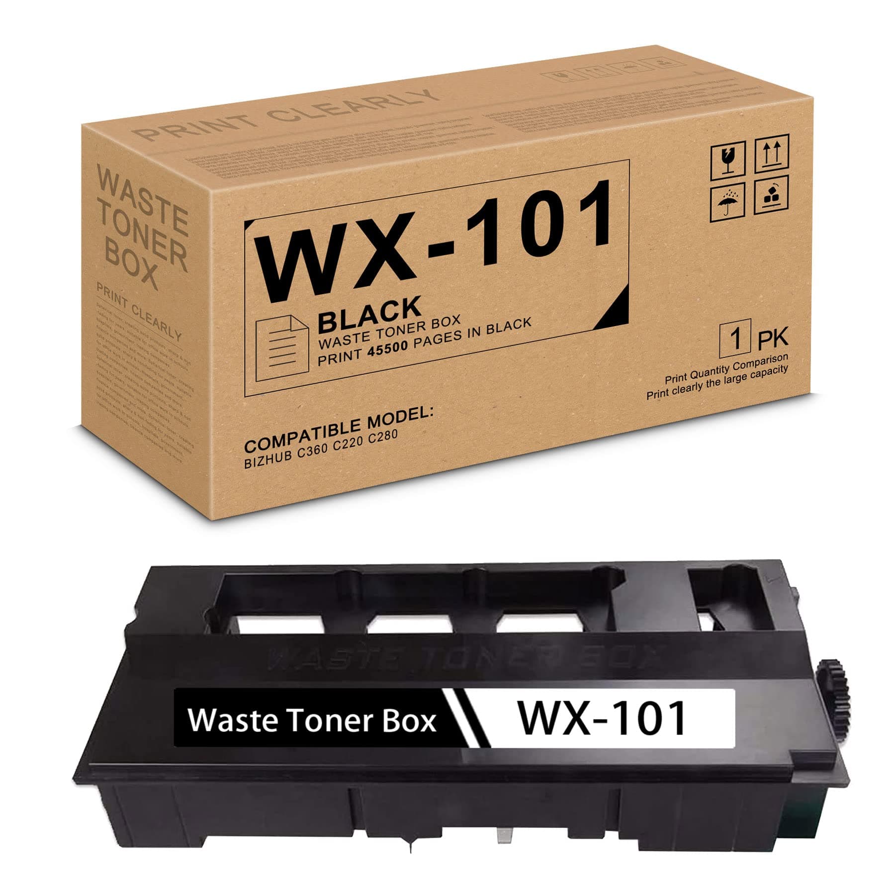 GINK (1 Pack, Black) Compatible WX-101 WX101 Waste Toner Box Replacement for Konica Minolta Bizhub C360 C220 C280 Printer, by Sold ARGINK