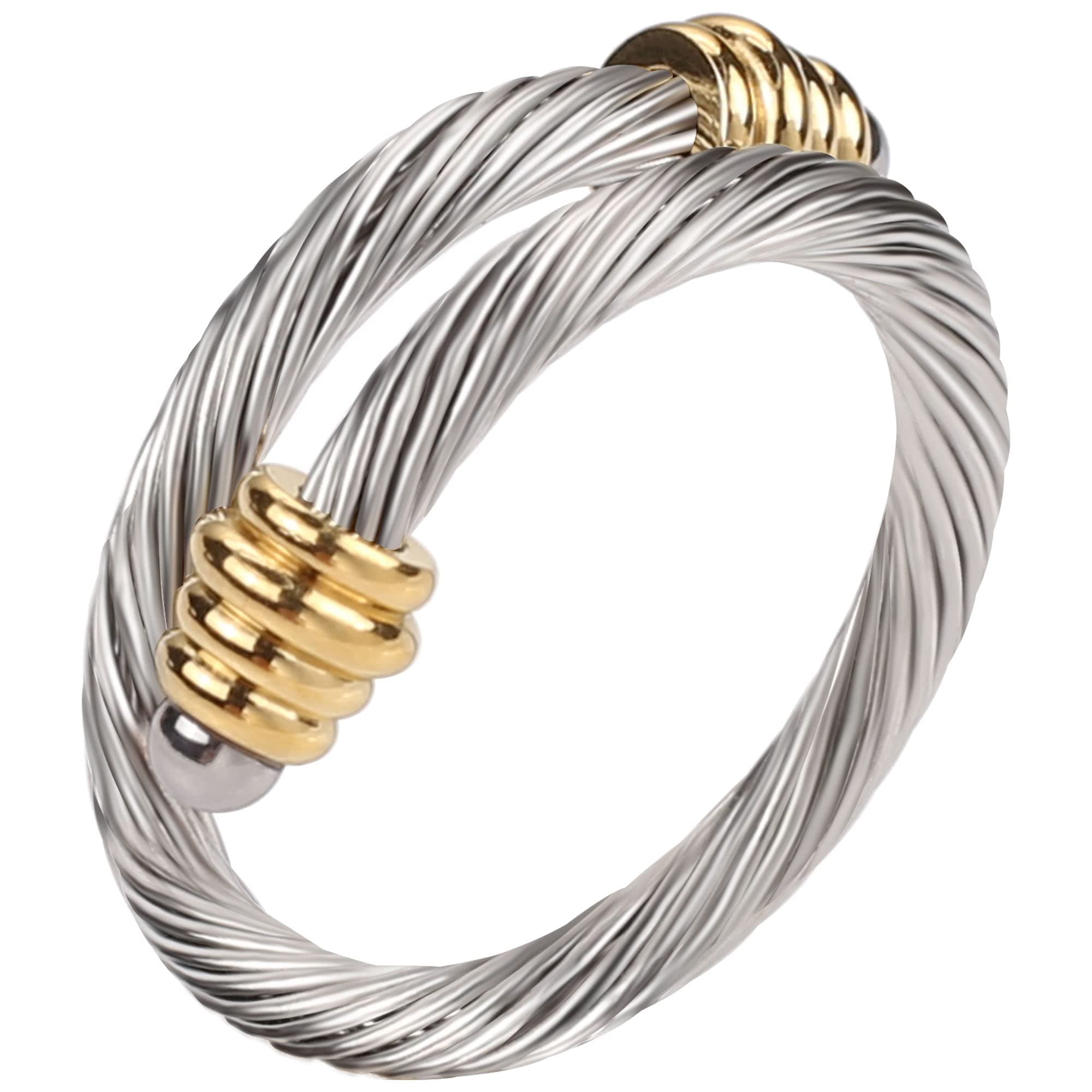 Dorriss Cable Rings Vintage Twisted Open Ring for Women Adjustable Designer Fashion Brand Stainless Steel Jewelry with Gift Box
