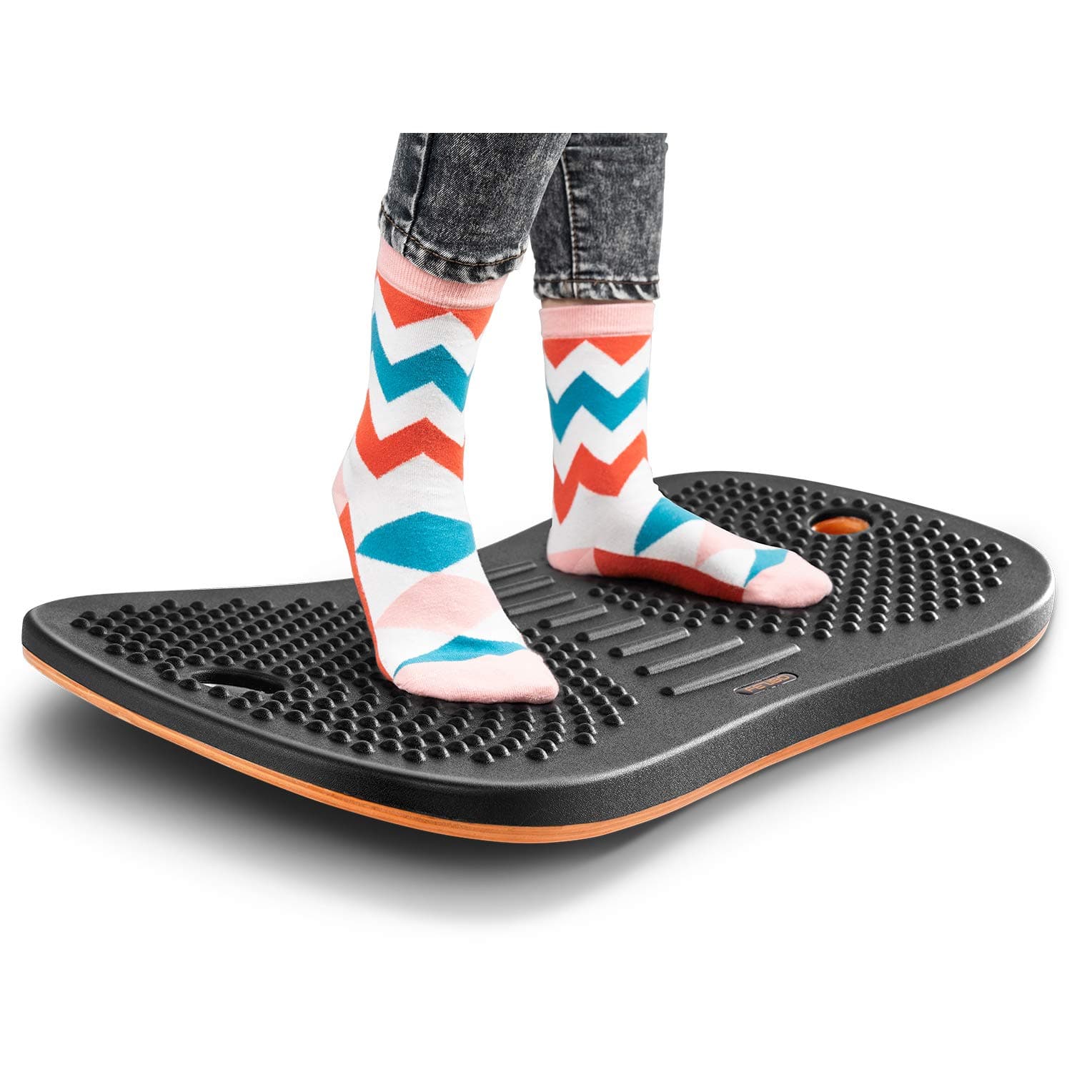 FEZIBO Standing Desk Anti Fatigue Mat Wooden Wobble Balance Board Stability Rocker with Ergonomic Design Comfort Floor Mat (Large, Obsidian Black)