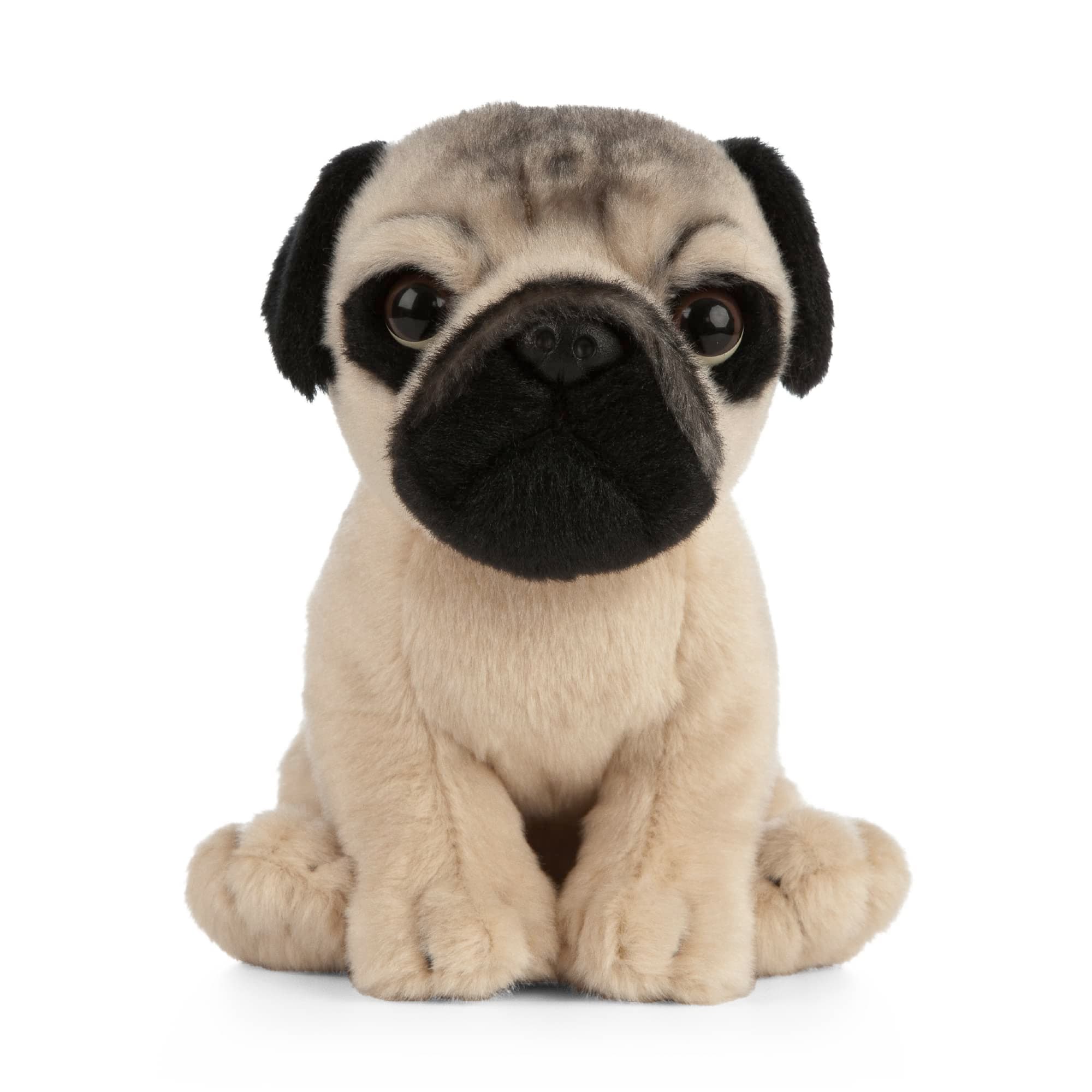 Living Nature Pug Puppy Soft Toy – 16 cm Fluffy Realistic Dog Plush, Cuddly Stuffed Animal Gift for Kids & Babies