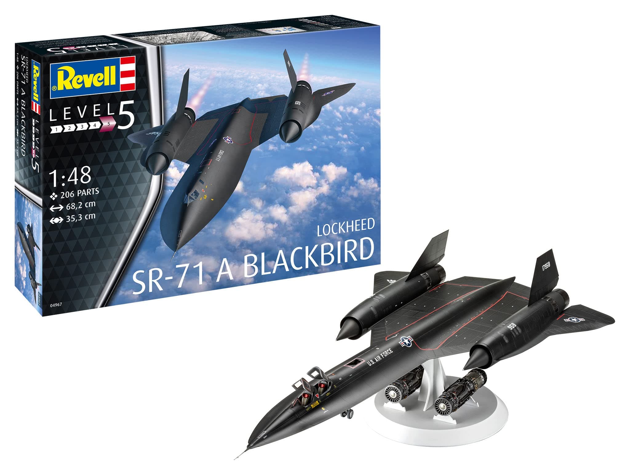 Revell 04967 Lockheed SR-71 Blackbird 1:48 Scale Model Kit, Unvarnished