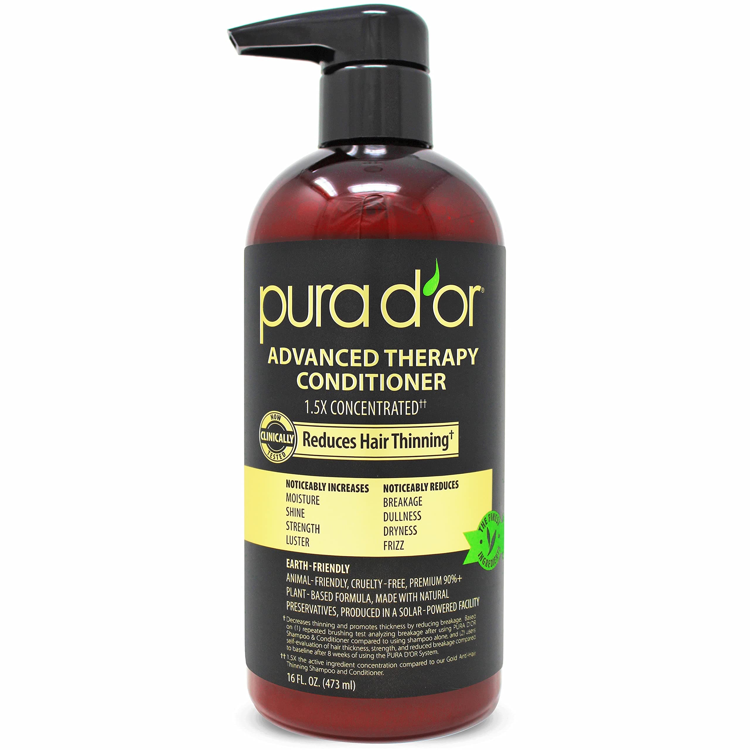 PURA D'OR Advanced Therapy Conditioner - For Increased Moisture, Strength, Volume & Texture, No Sulfates, Made with Argan Oil & Biotin, All Hair Types, Men & Women, 16 Fl Oz (Packaging may vary)