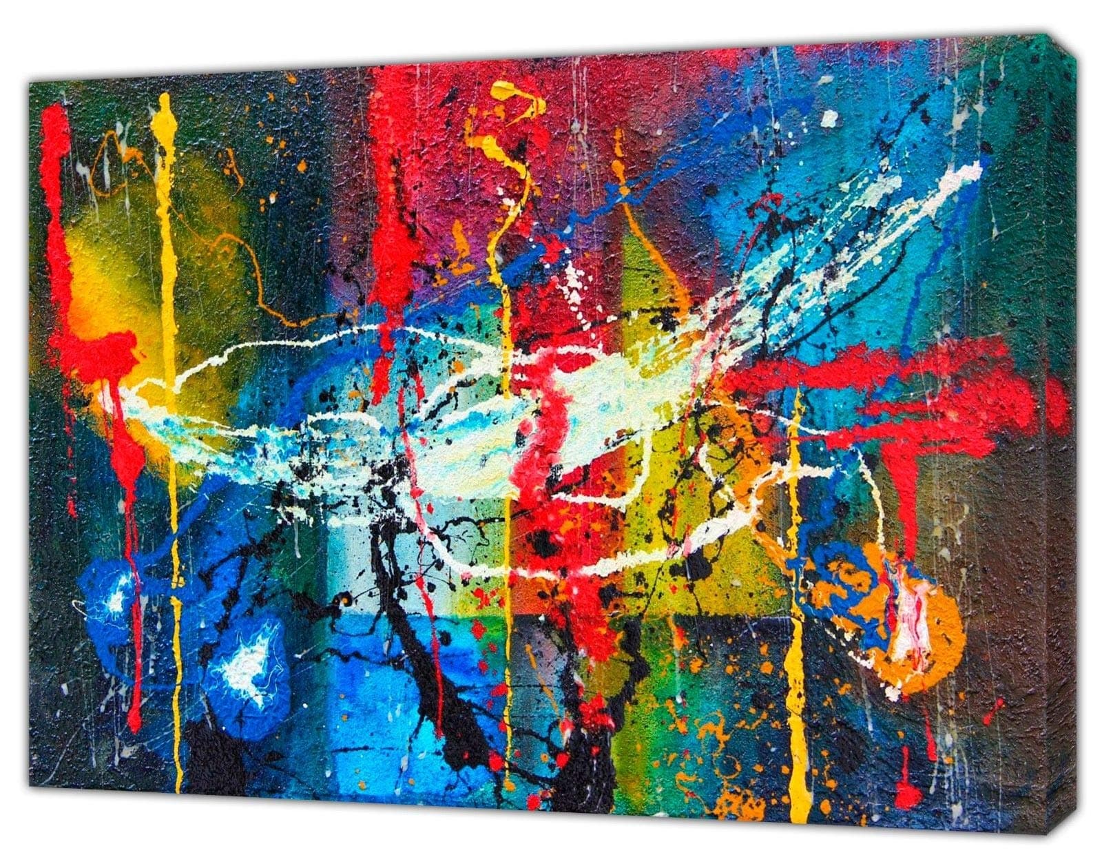 ARTSPRINTS Jackson Pollock Style Abstract Oil Paint Reprint On Framed Canvas Wall Art 40 x 30 inch-18mm Depth