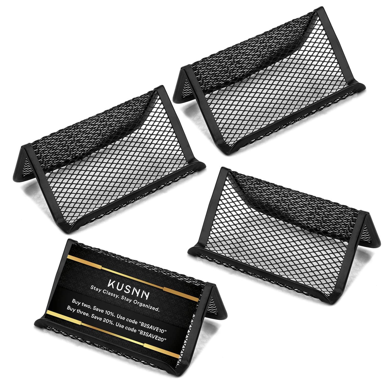 KUSNN Business Card Holder for Desk, 4 Pack