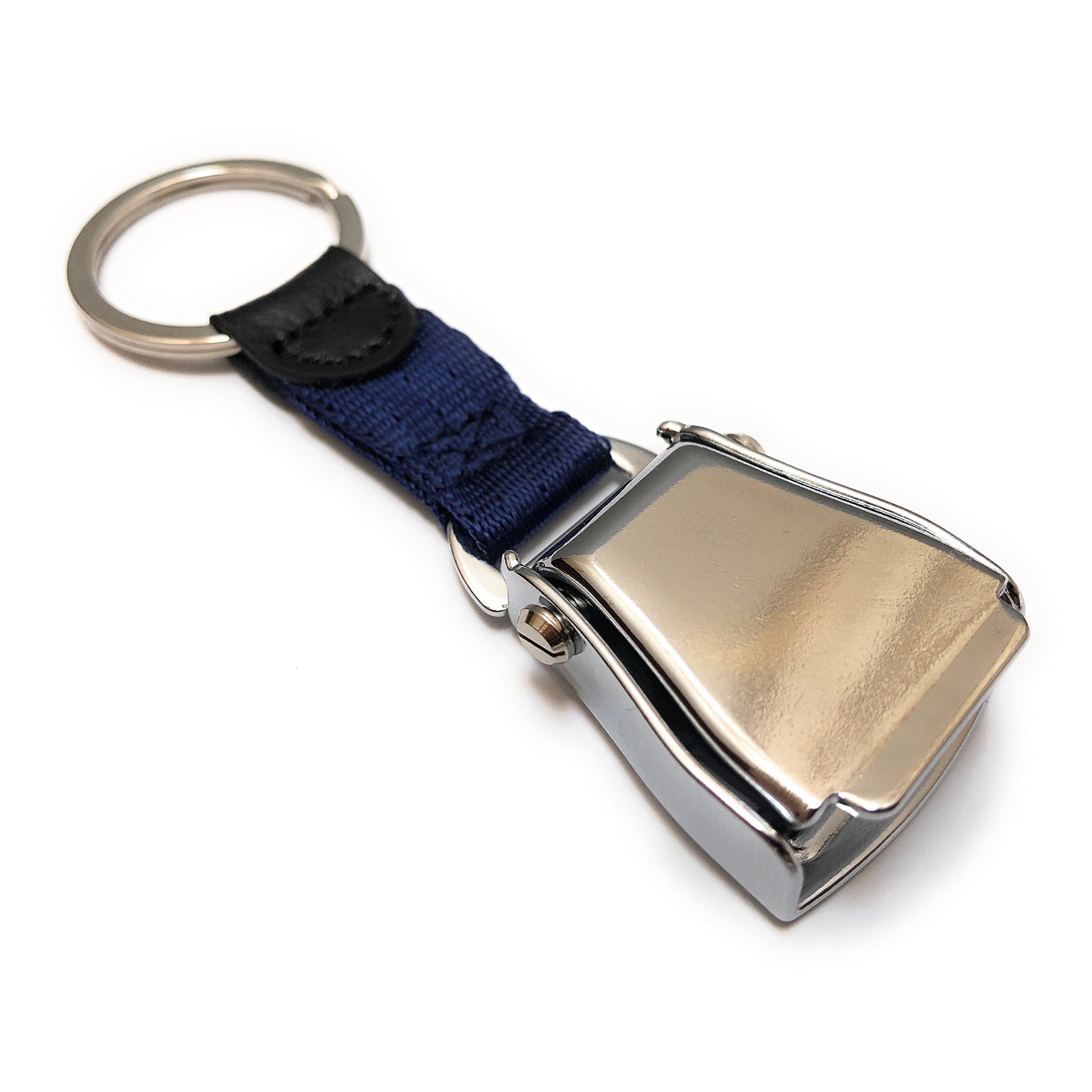 Airplane Seat Belt Keychain | Luggage Tag | Navy - Shiny Finish