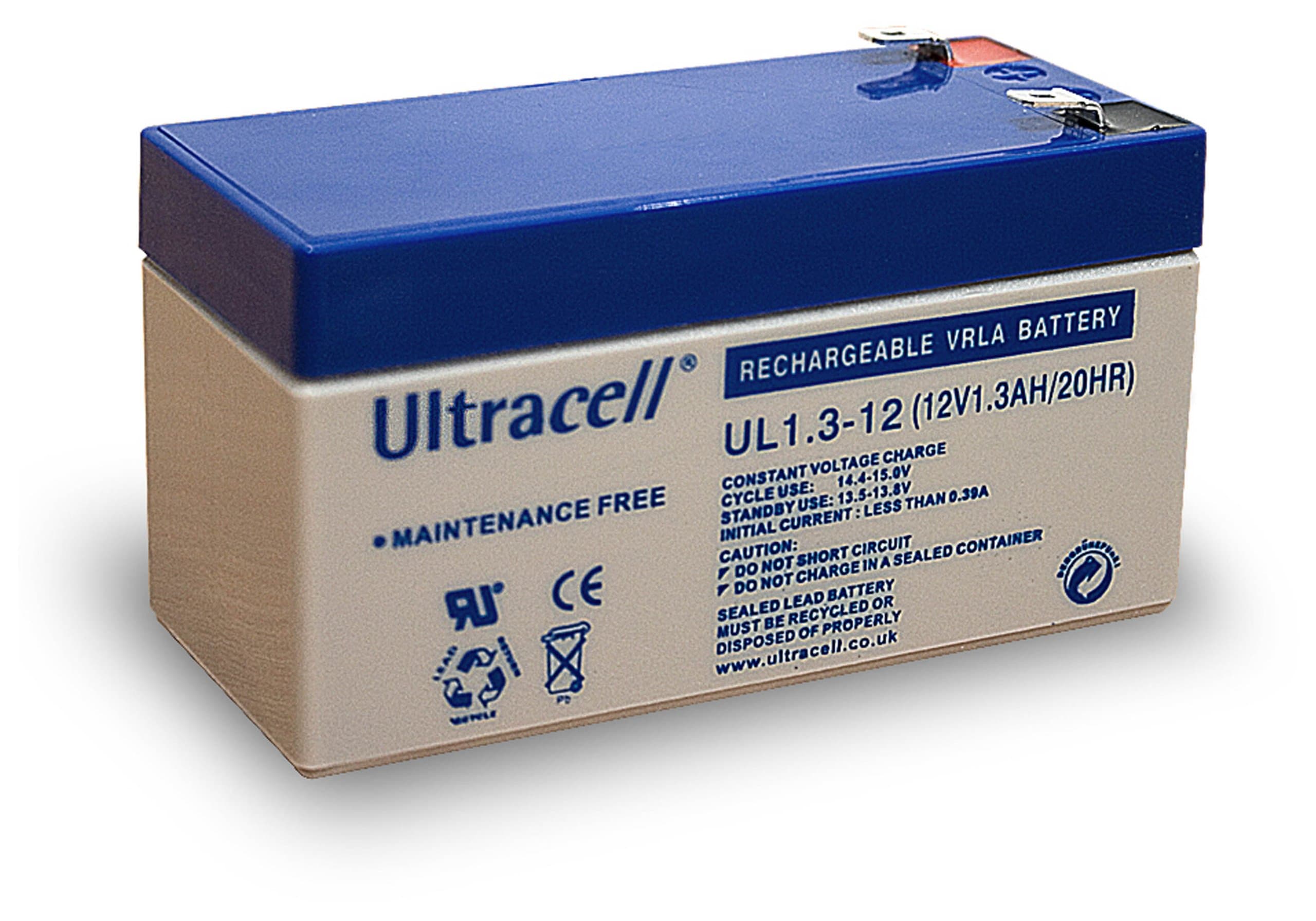 Wentronic Ultracell Lead Acid Battery 12 V 1.3 Ah Faston 187 4.8 mm