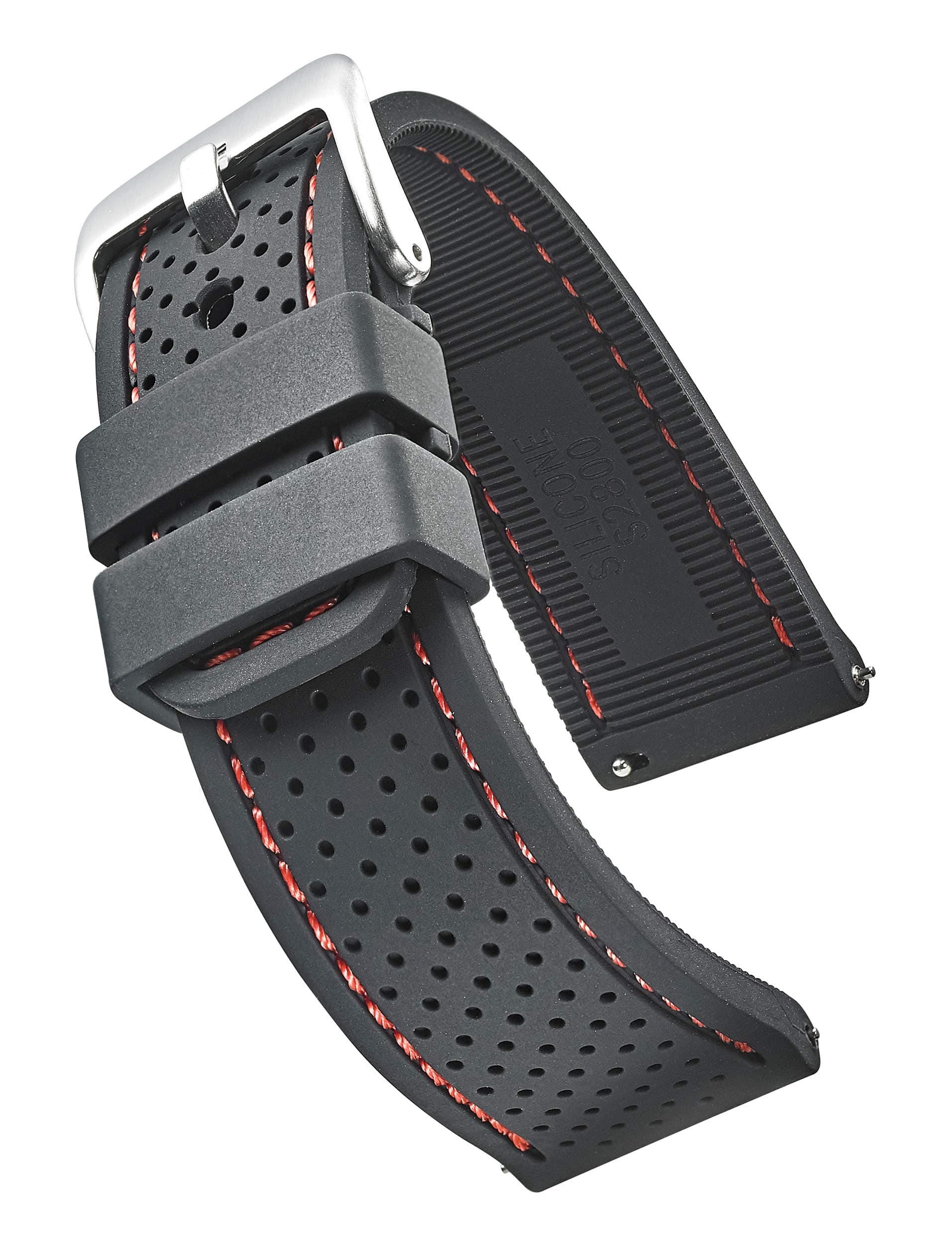 ALPINE Sporty Premium Soft Silicone Adjustable Watch Band - Replacement Rubber Watch Bands for Women & Men - Waterproof Quick Release Watch Straps - Compatible with Regular & Smart Watch Bands