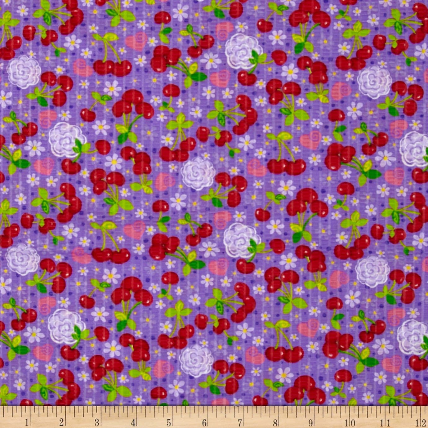 General Fabrics Tutti Frutti Plisse Cherries Purple Fabric by The Yard