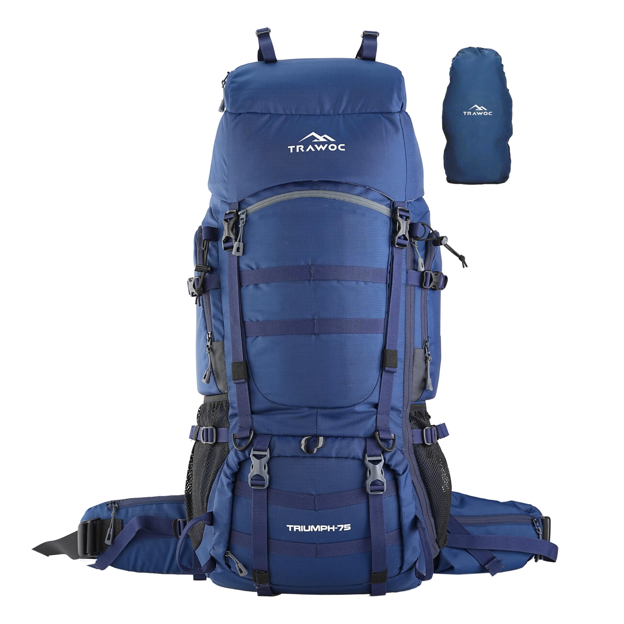 TRAWOC TRIUMPH X 75 Liter Camping Backpack Trekking Hiking Ruckssack Travel Bag Front & Top Loading Laptop/Rain Cover/Shoe Compartment, BHK009