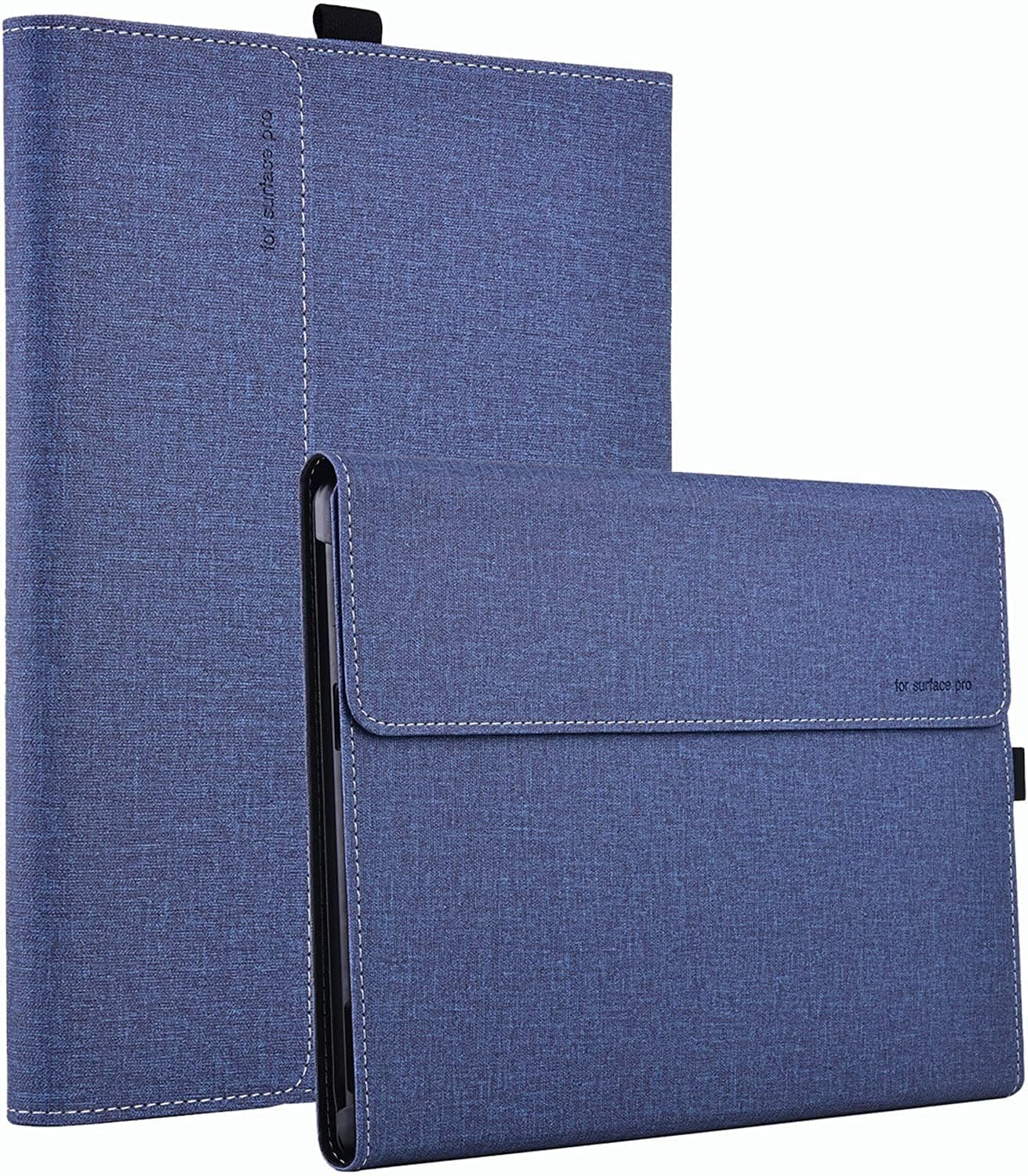 case for Microsoft Surface Pro 10 for Business (2024 Release), Folding Sleeve Cover Accessories PU Leather Shell Protectiv Case, Compatible with Type Cover Keyboard, (Dark Blue)