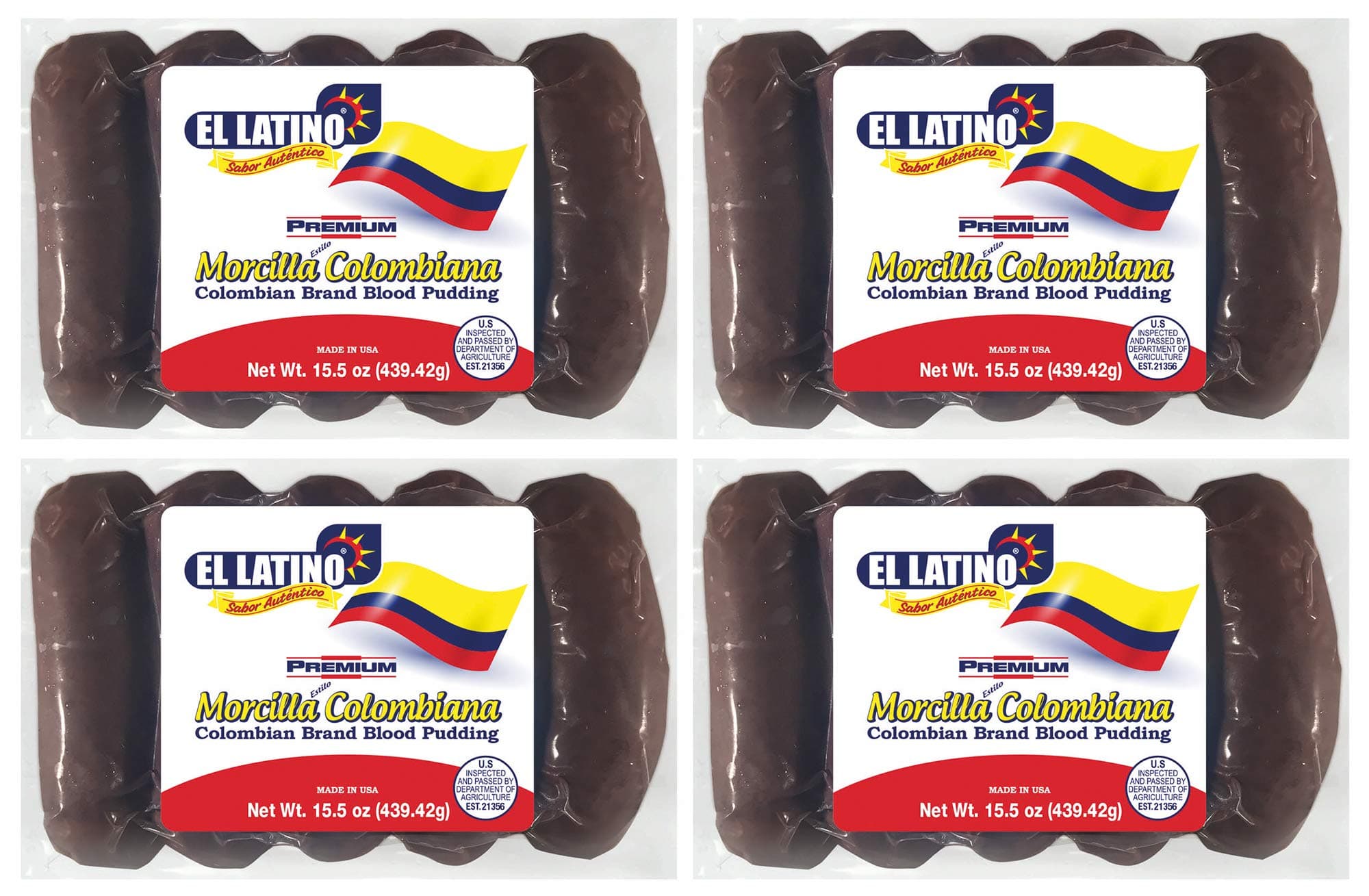El Latino Colombian Morcillas 15.50oz or 5 units (Pack of 4), total 20 units or 3.87lb