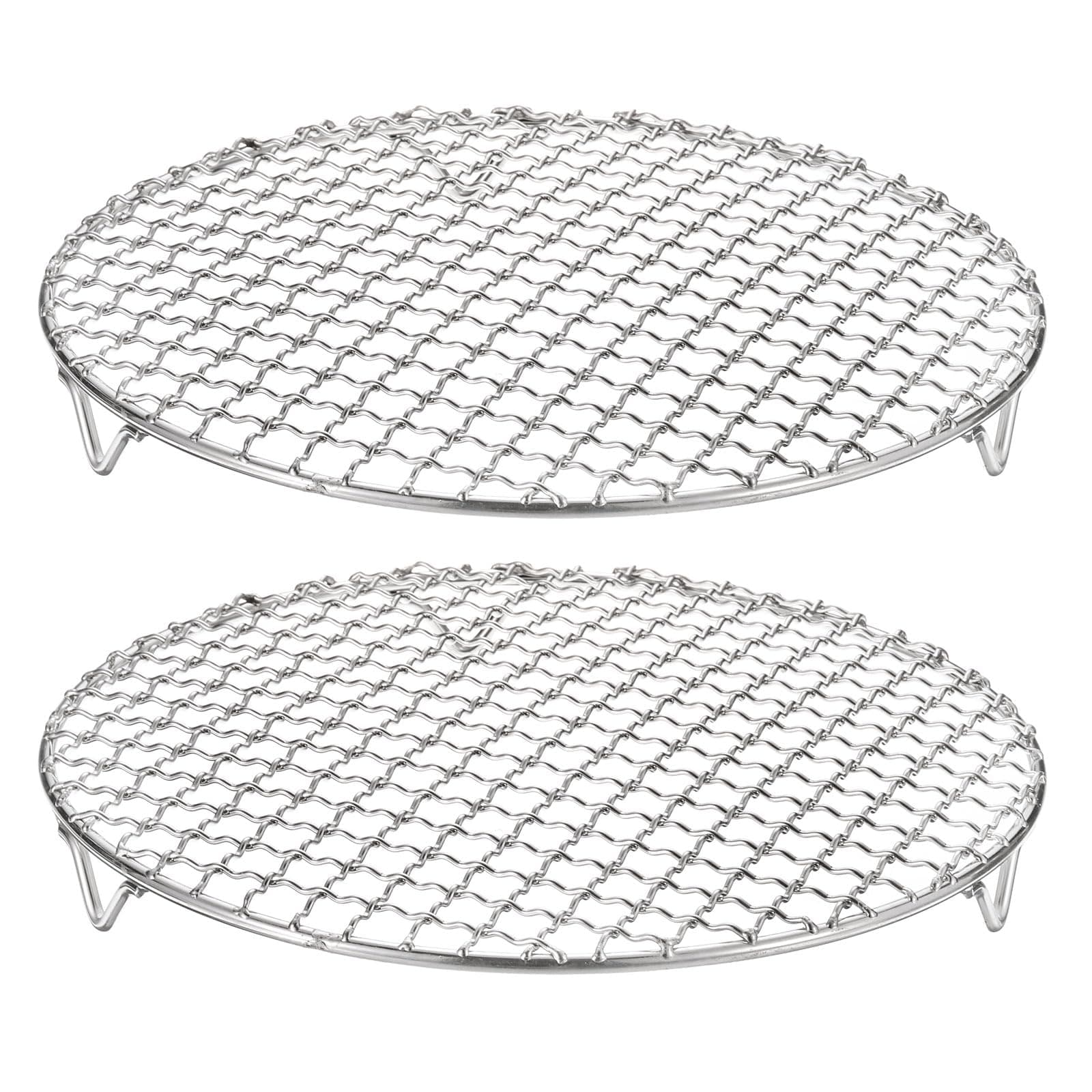 HARFINGTON 2pcs Round Cooking Rack 9.4-inch 201 Stainless Steel Cross Wire Barbecue Grill Net with 20mm Legs for Cooking Baking Steaming BBQ