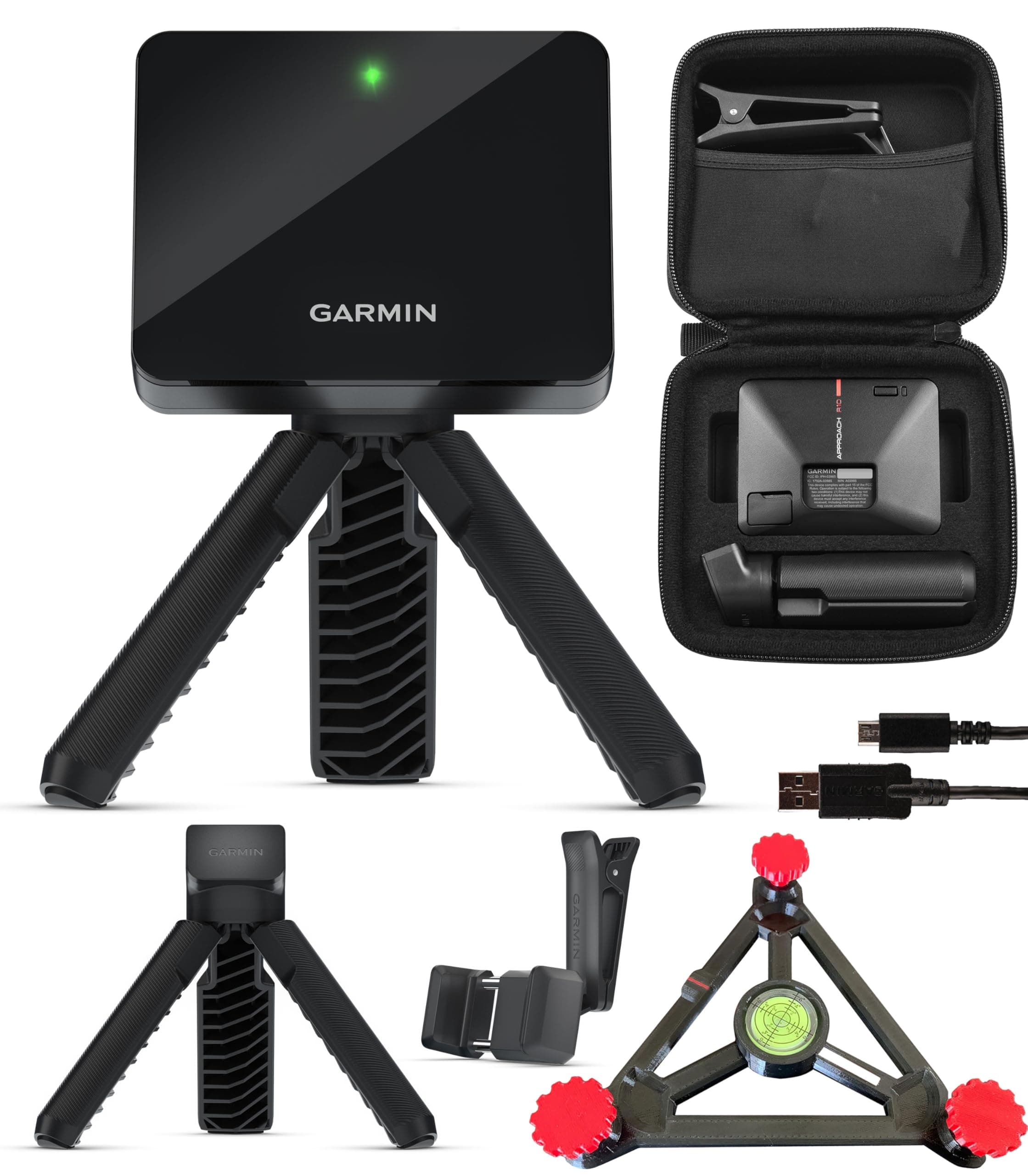 PlayBetter Garmin Approach R10 Portable Golf Launch Monitor & Simulator Bundle - Great for Home, Outdoor & Indoor, Projector Compatible, Software Accuracy Upgraded - Includes Alignment Stand