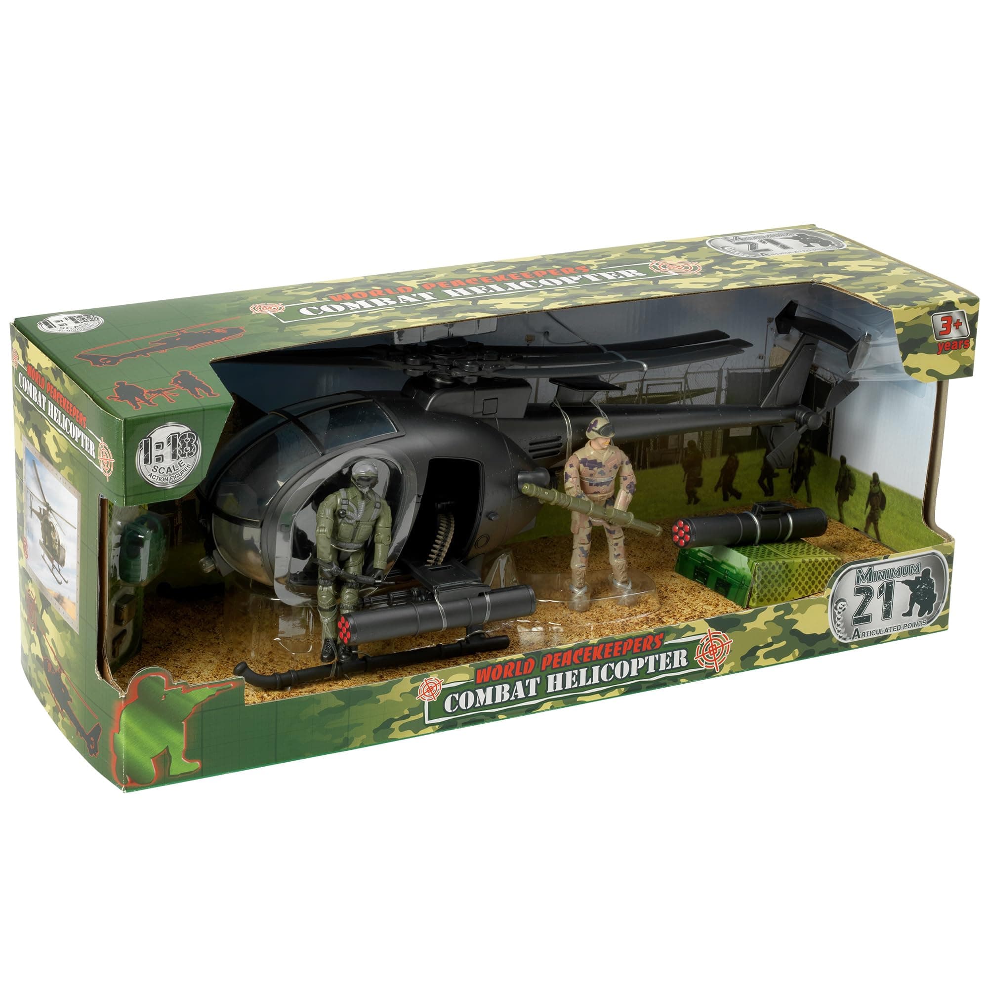 World Peacekeepers Combat Helicopter & 2 Figures by Peterkin