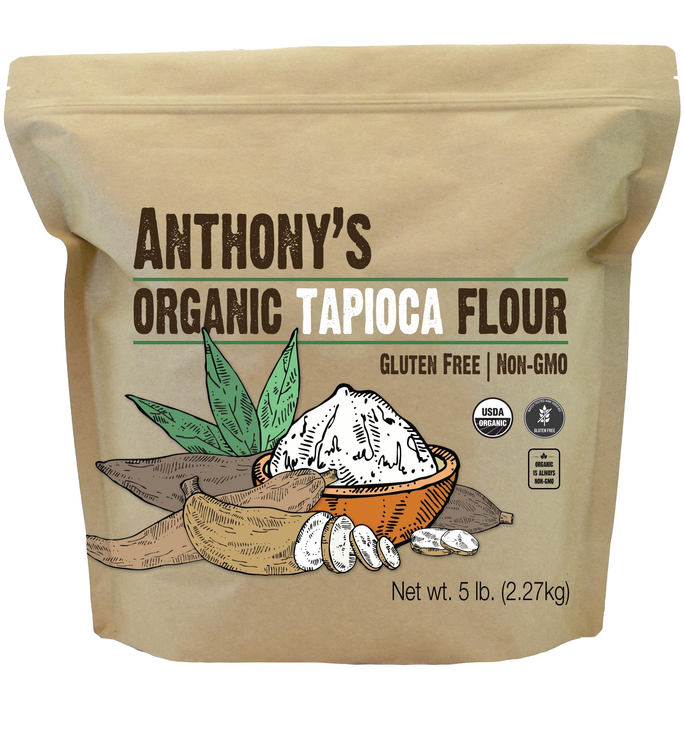 Anthony's Organic Tapioca Flour Starch, 5lbs, Gluten Free & Non GMO