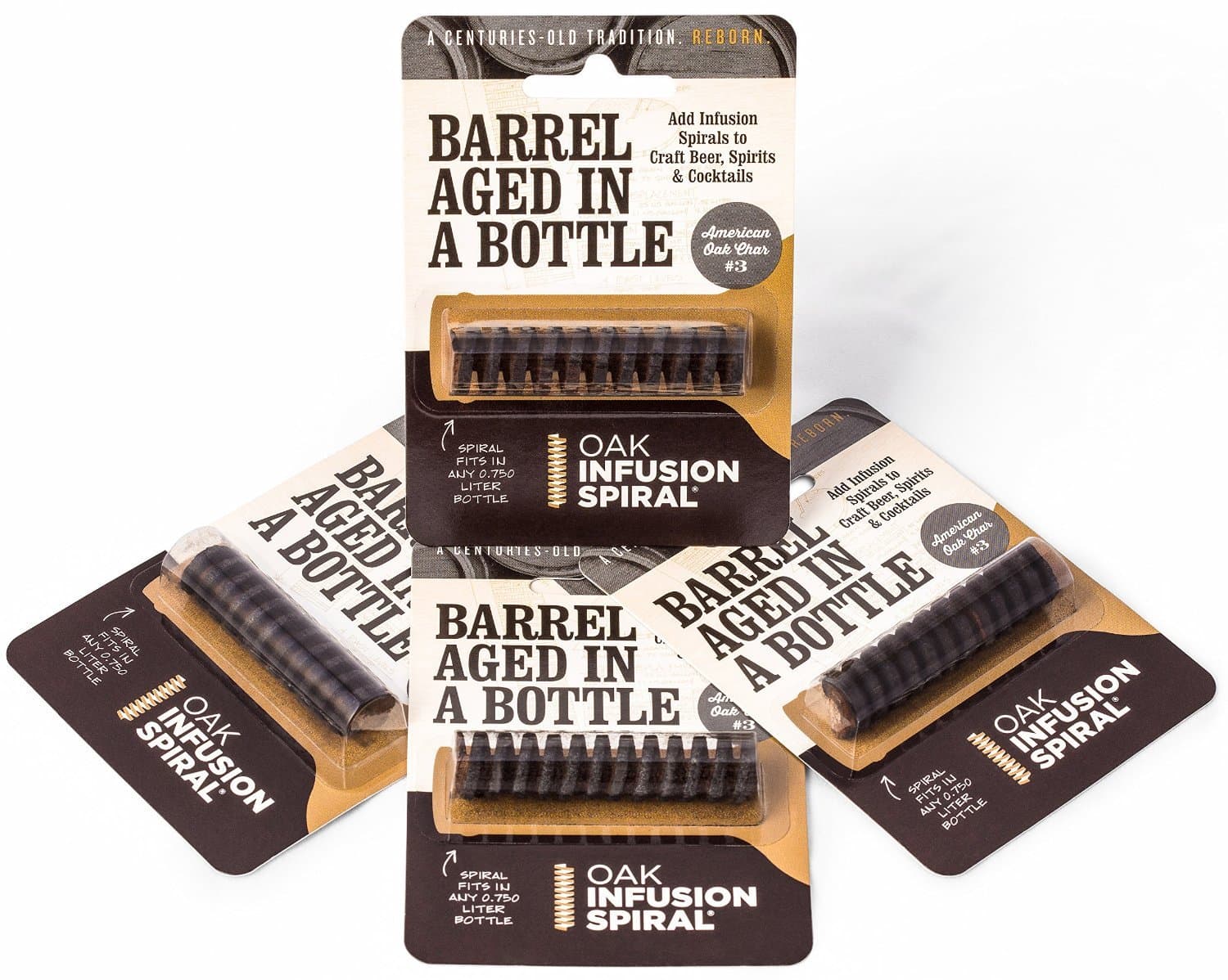 4 Pack - Barrel Aged in a Bottle Oak Infusion Spiral - Barrel Age Whiskey Gin Rum Wine Beer by Oak Infusion Spiral