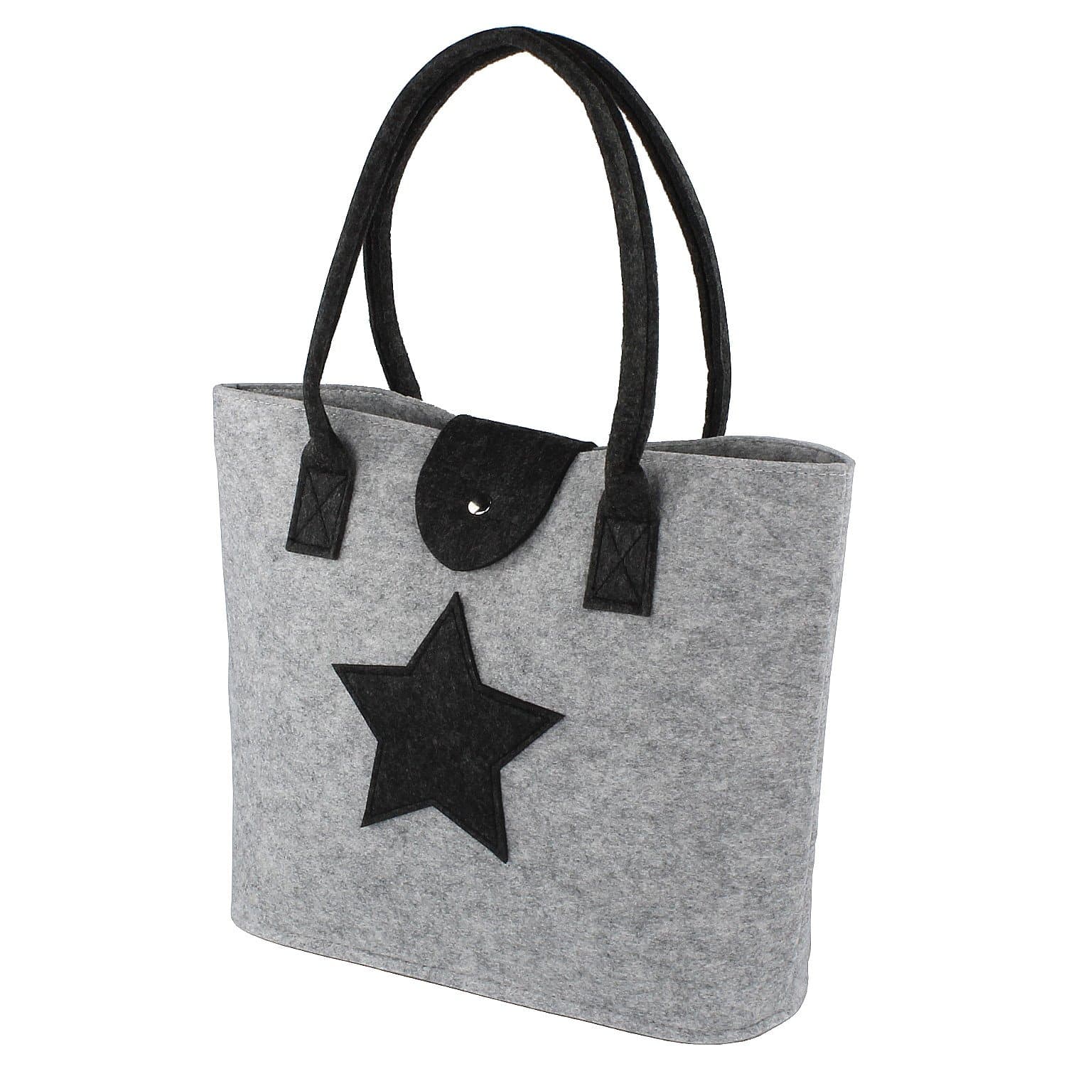Felt Bag Pale Grey with Star, Tote and Seal of Macosa Home, Stable and Durable. All-Purpose Bag Felt Shopping Bag/Storage Box, Shopping Basket