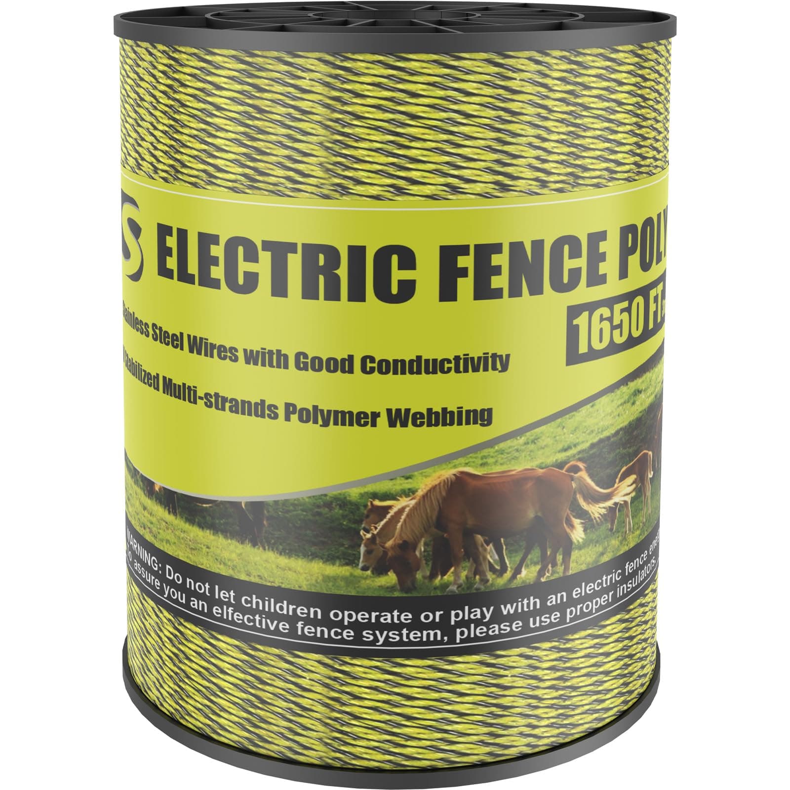 BESTEEL Upgraded Electric Fence Poly Wire 1650 Feet 500 Meters, 1/8" Diameter Portable Electric Fencing Polywires, 6 Stainless Steel Strands for Reliable Conductivity and Rust Resistance UV Resistant