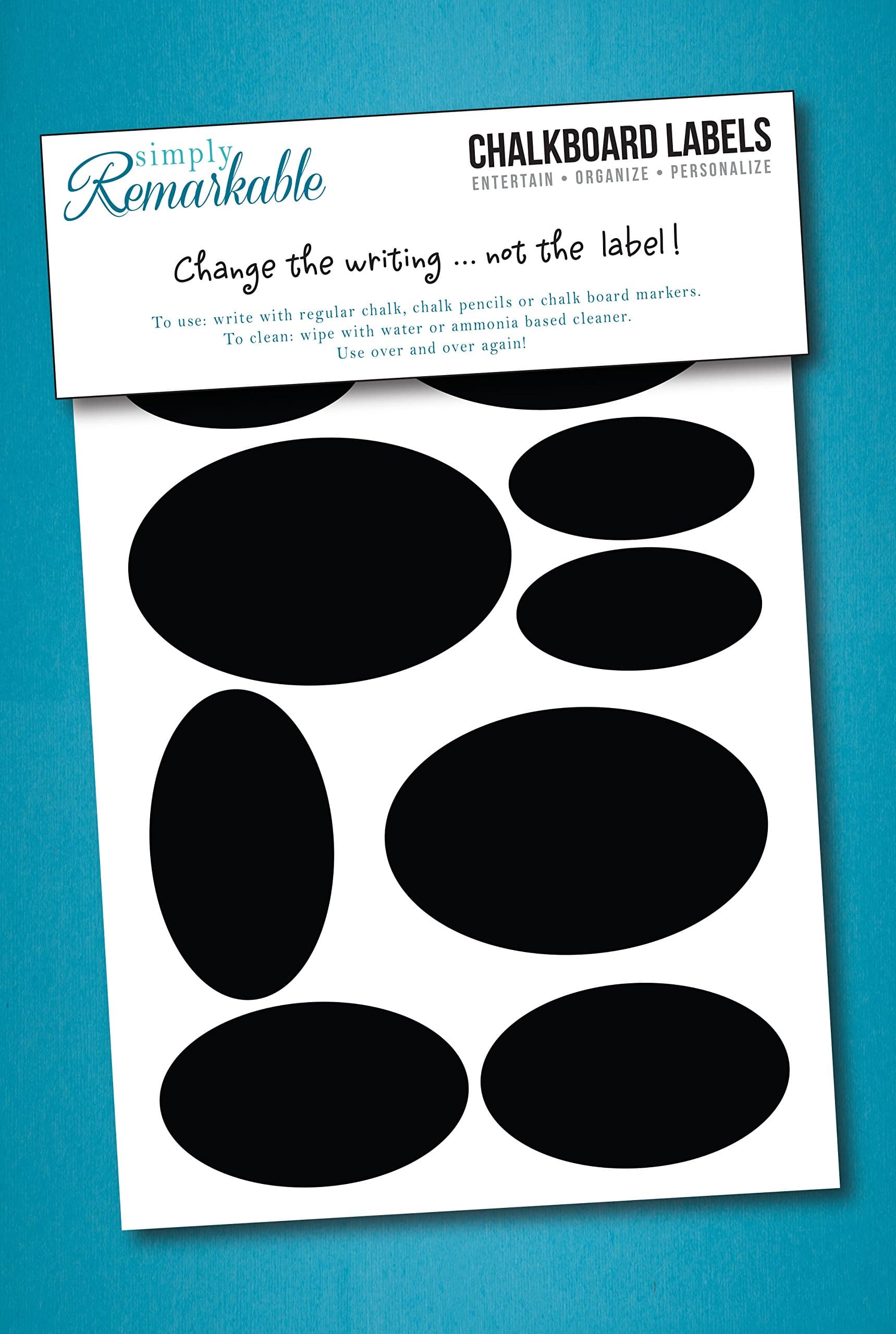 20 Oval Shape Adhesive Chalkboard Stickers in 3 Sizes, Labels are Dishwasher Safe - Wipe Clean and Reused, Organizing, Decorating, Crafts, Personalized Hostess Gifts, Wedding Party Favors