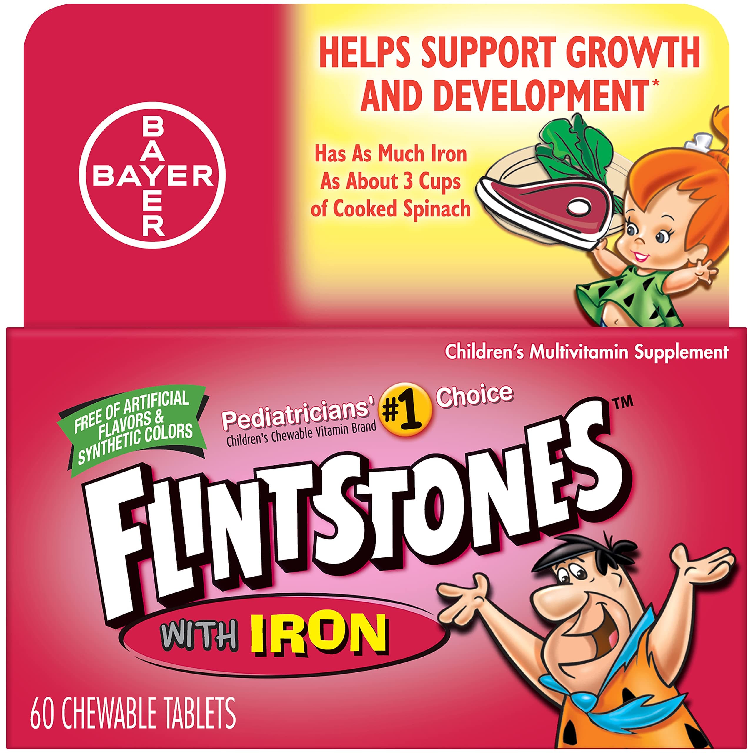 Flintstones Vitamins Kid's Chewable Multivitamin with Iron, Vitamin D, Vitamin C- 60ct