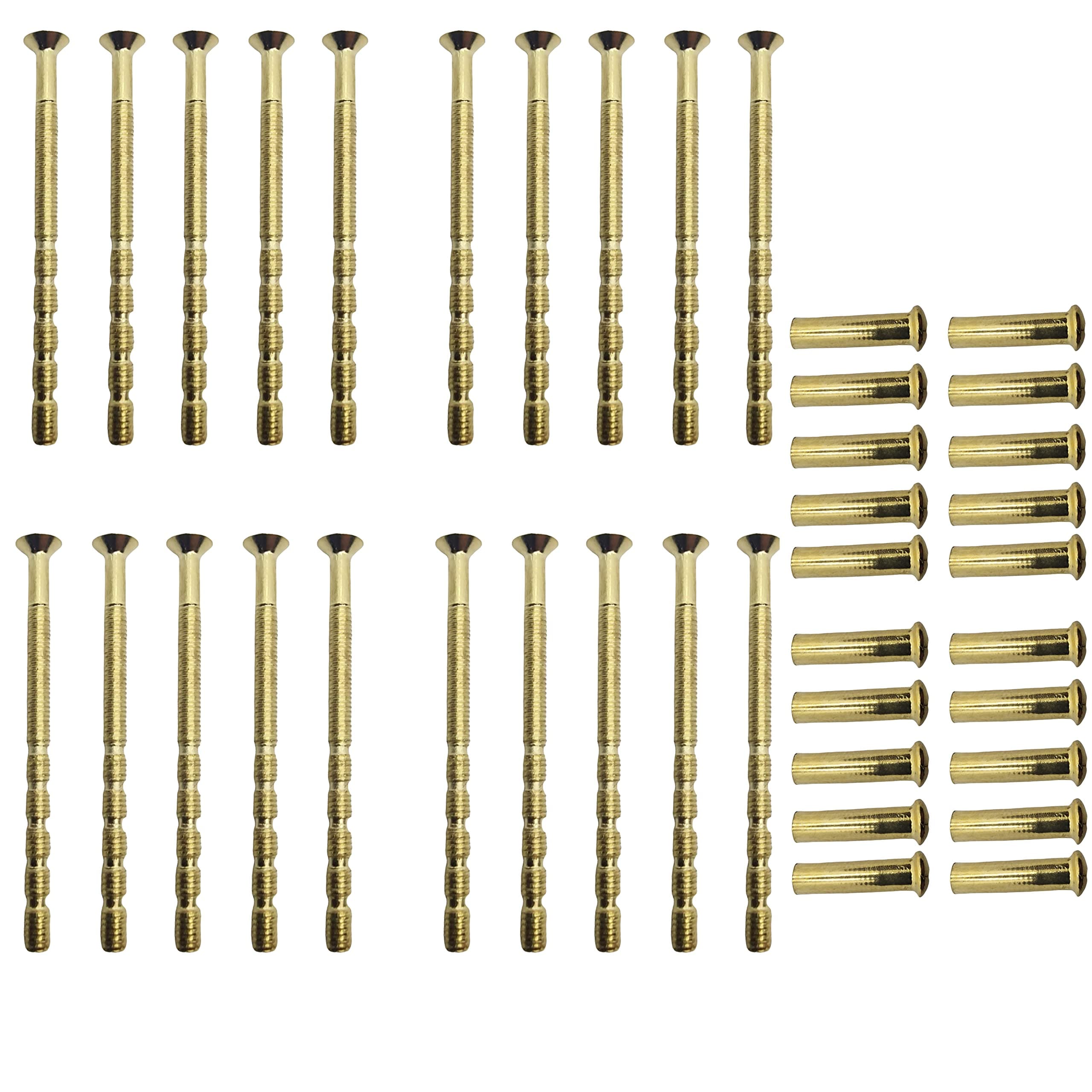 20 PACK M4 Door Handle Screws BRASS with Bolt Connecting Sleeve Male to Female for Door Handle, Knobs Escutcheons and Others