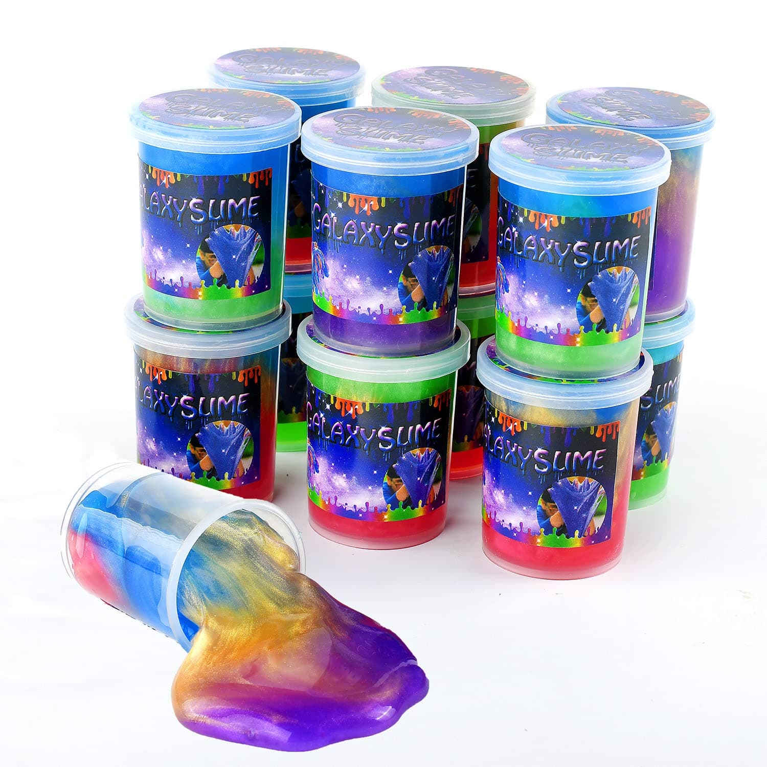 EASYCITYMarbled Starry Slime, 24 Pack Galaxy Sludgy Gooey Fidget Kit for Sensory and Tactile Stimulation, Stress Relief, Prize, Party Favor, Educational Game - Kids, Boys, Girls