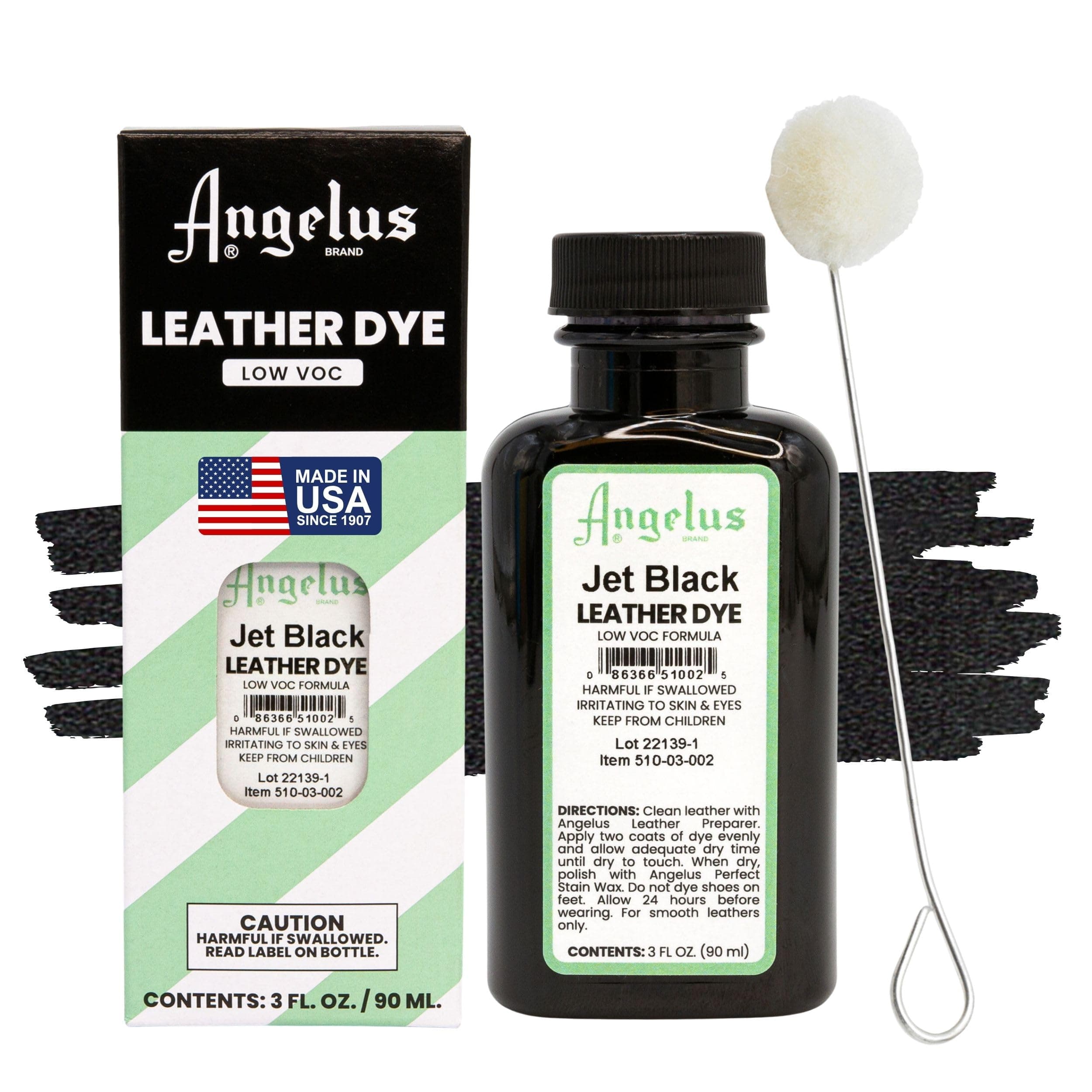 Leather Dye - Flexible Leather Dye for Shoes, Boots, Bags, Crafts, Furniture, & More 3oz (Jet Black)