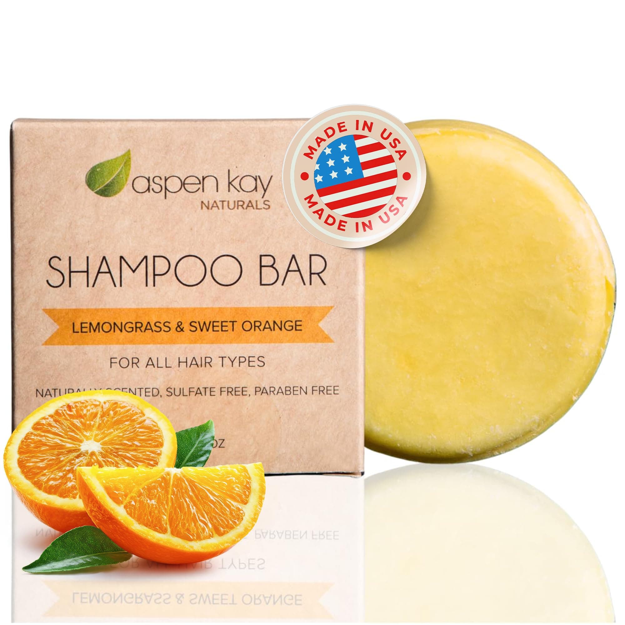 Solid Shampoo Bar, Made With & Organic Ingredients, All Hair Types, Sulphate-Free, Cruelty-Free & Vegan 90ml Bar