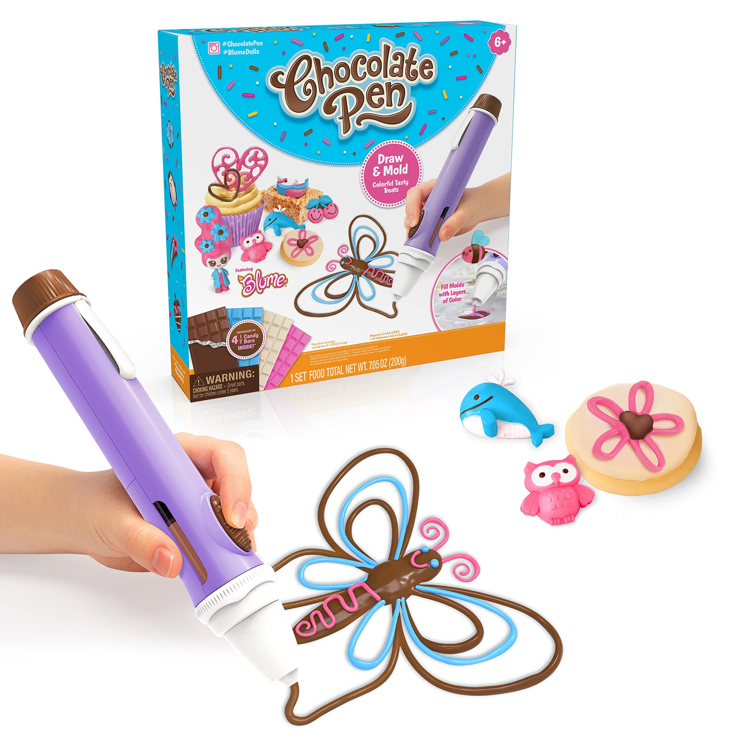 Chocolate Pen Real Cooking and 4 Bars of Candy Chocolate, Kids Crafting Baking Kits, Draw in Chocolate and DIY Your Own Baking Creations!