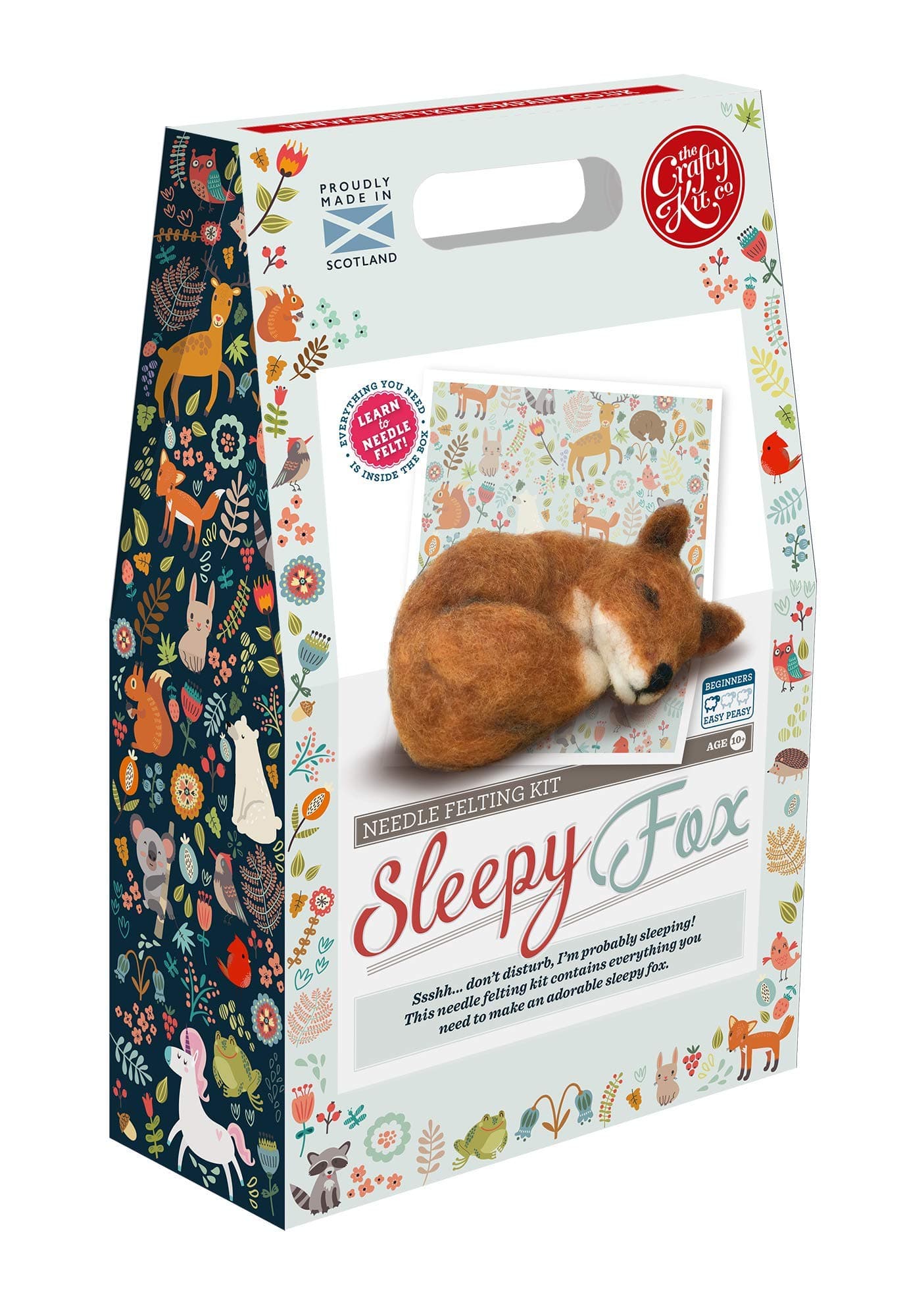 The Crafty KitCompany Sleepy Fox DIY Needle Felting Craft Kit for Beginners – UK-Sourced Materials