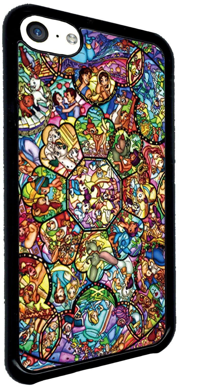 Disney All Characters Stained Glass Iphone 5 and 5s Rubber Case Black