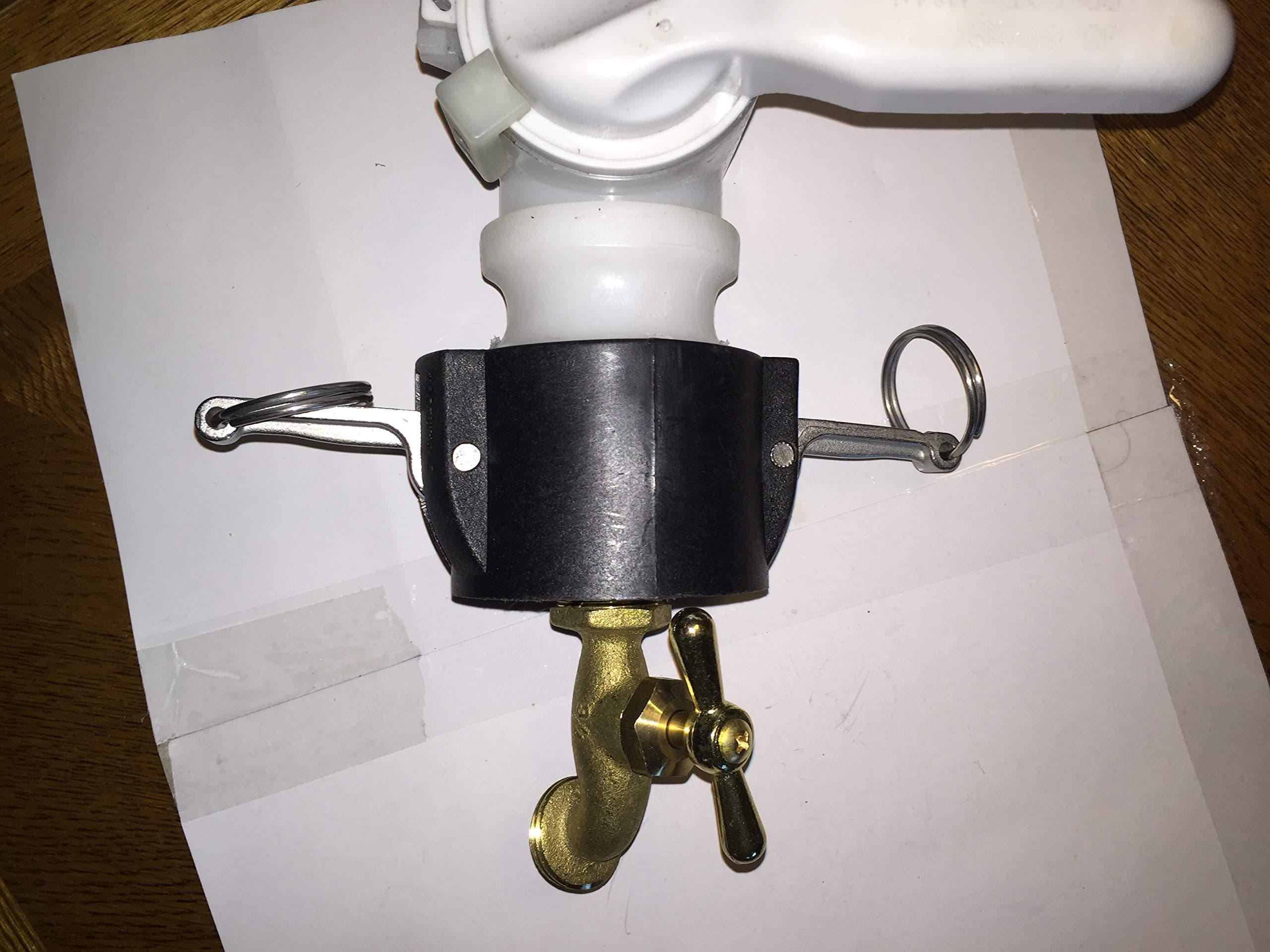 UKC 275/330 IBC Tote Drain Adapter 2" Cam-Lock x Brass Hose Faucet Valve