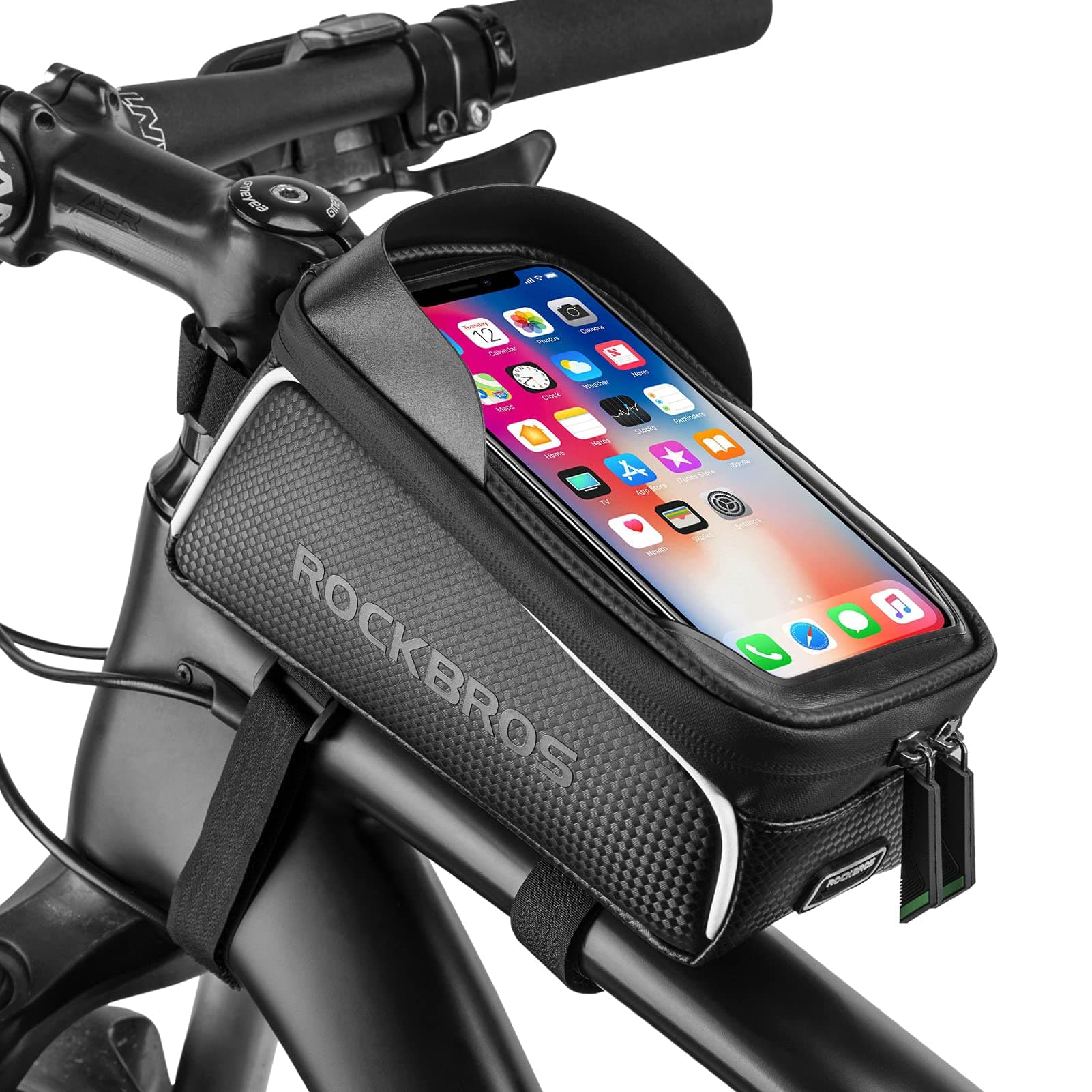 Bike Phone Front Frame Bag Bicycle Bag Waterproof Bike Phone Mount Top Tube Bag Bike Phone Case Holder Accessory Cycling Pouch Fit for iPhone 11XS Max XR 6.5 Inch